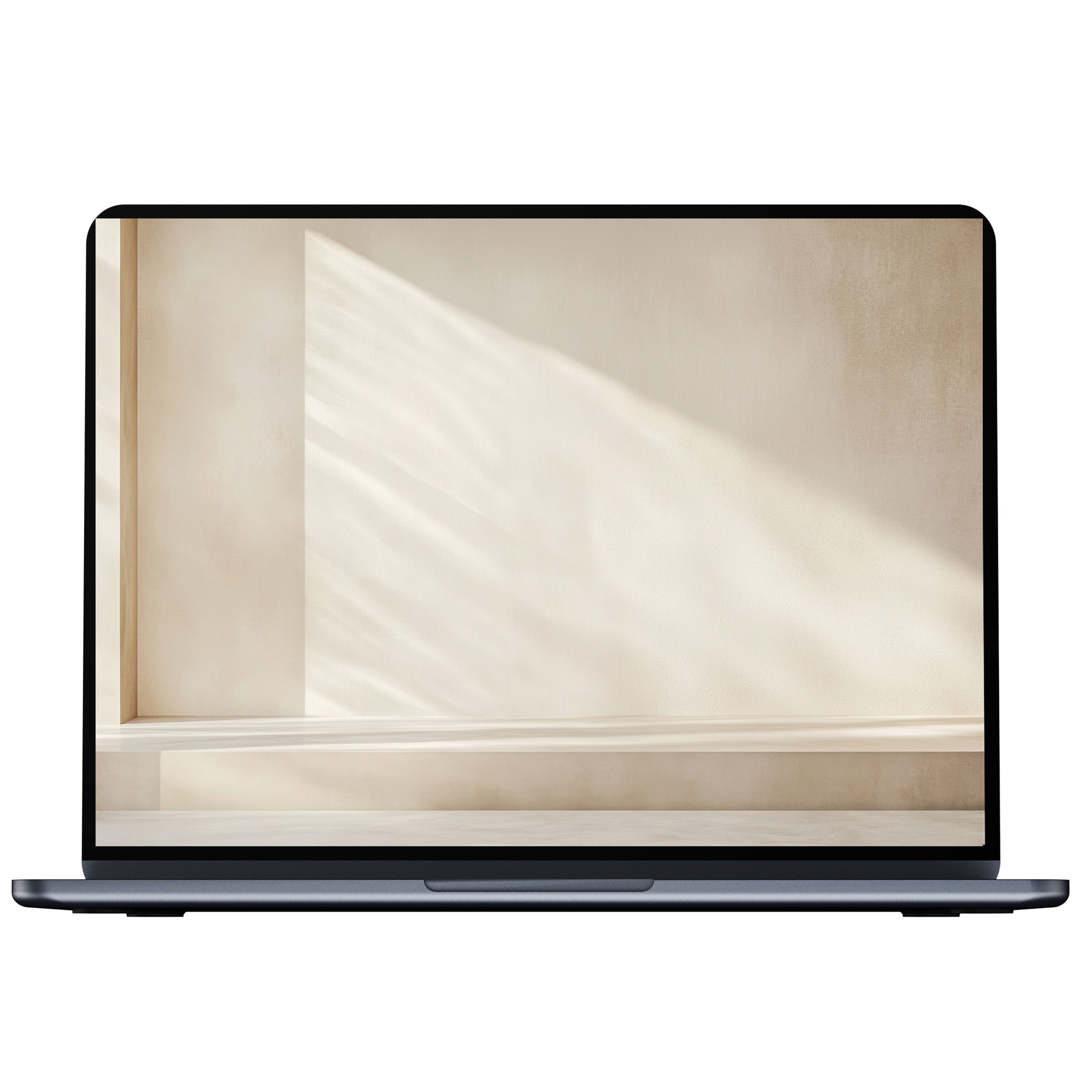 Neutral desktop wallpaper with soft beige tones and light play, ideal for mindful PC and laptop use, digital download available