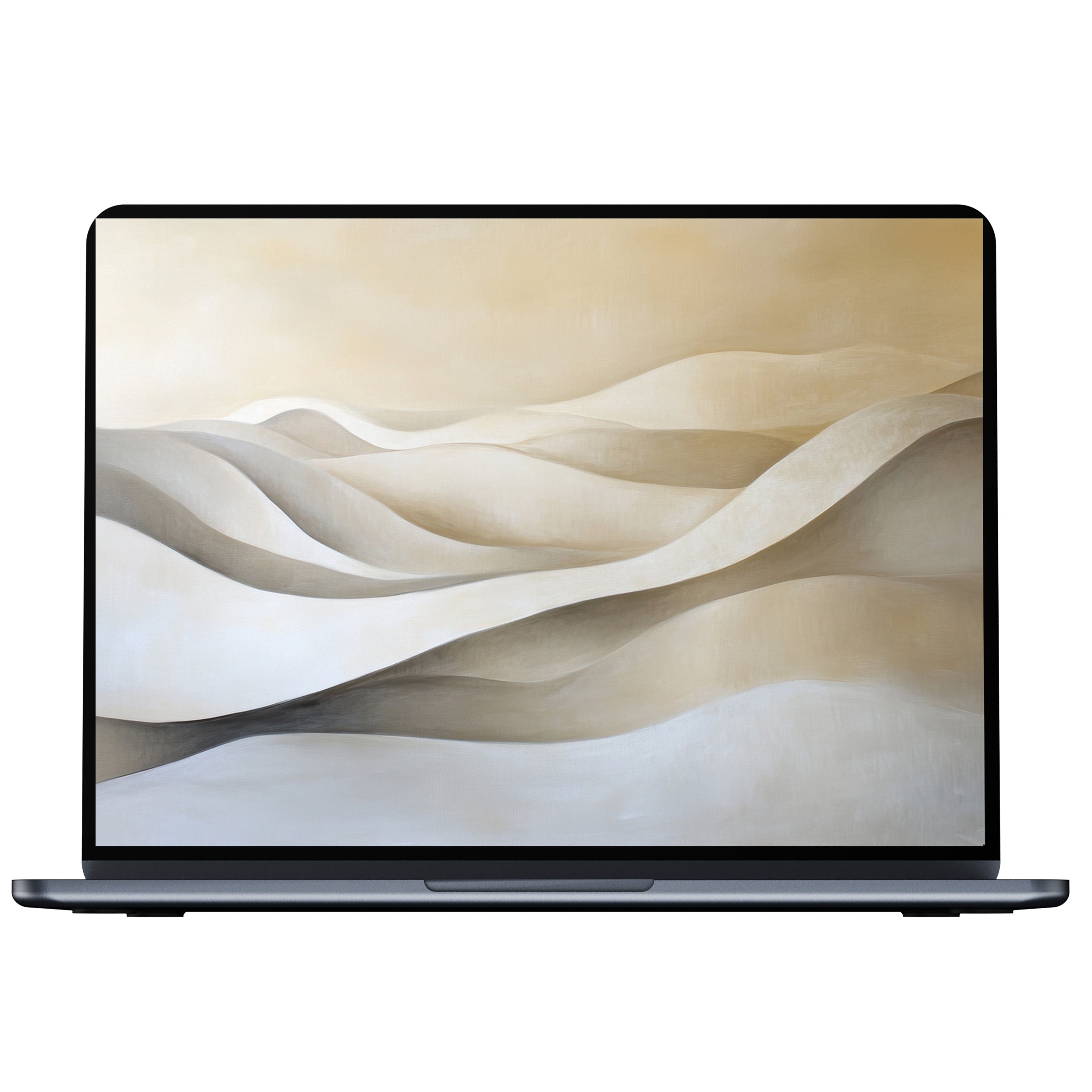 Neutral desktop wallpaper digital download features elegant beige and gray abstract waves for calm on PC or laptop screens