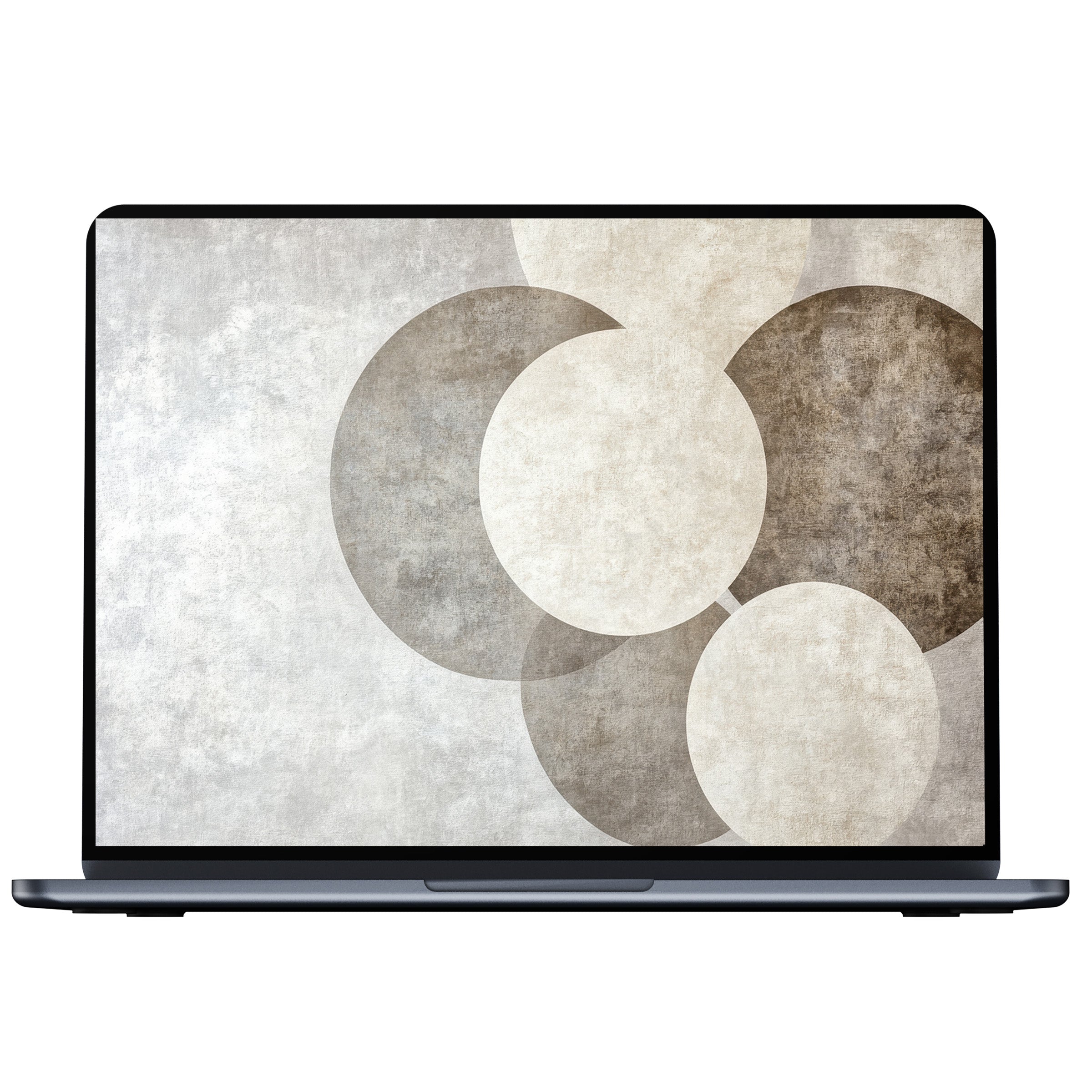 Neutral desktop wallpaper featuring textured grey and beige circles evokes calm and sophistication ideal for PC or laptop digital download