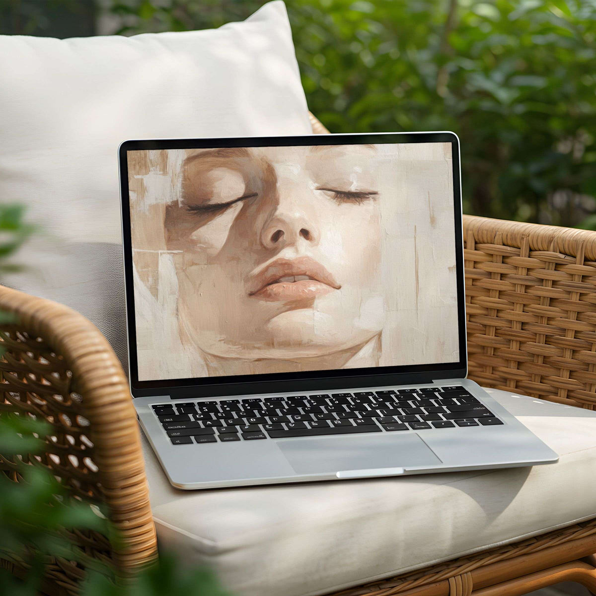Serene artistic desktop background on laptop for instant download offers elegance and mindfulness, perfect for PC or digital decor
