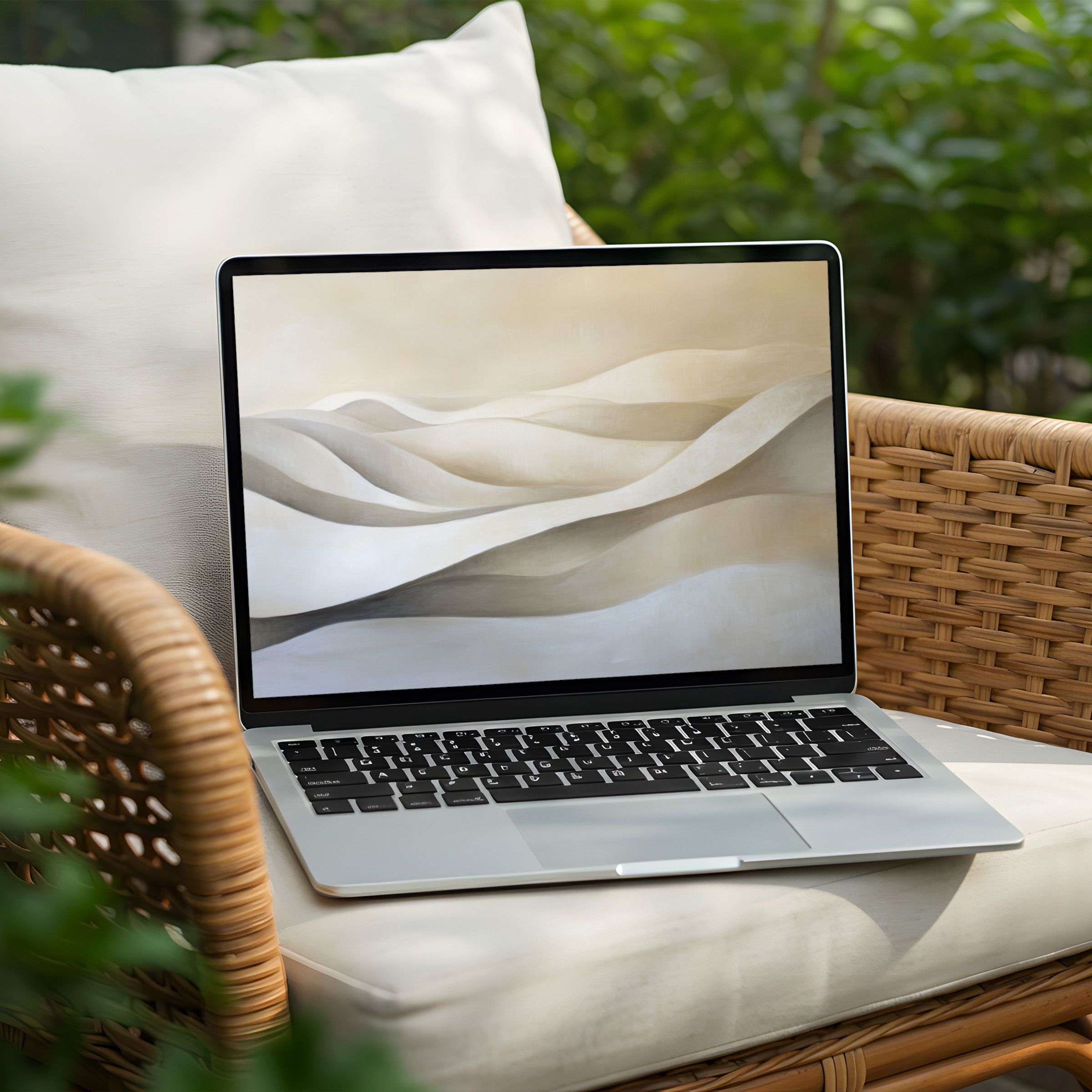 Serene abstract desert waves on a desktop background for PC or Laptop instant download inspire calm and elegant mindfulness