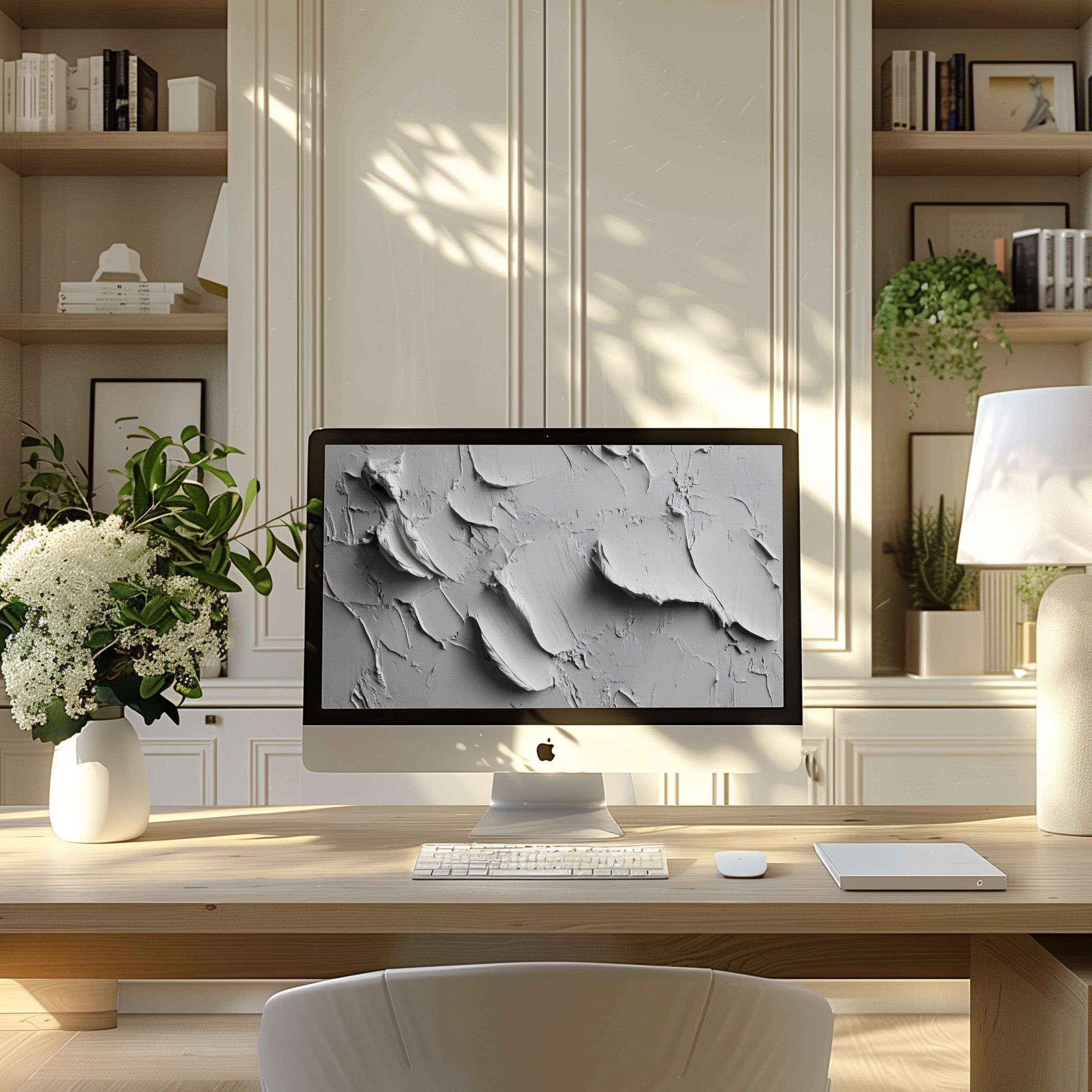 Elegant abstract texture digital wallpaper for computer PC or laptop, enhancing modern home office with calm inspiration