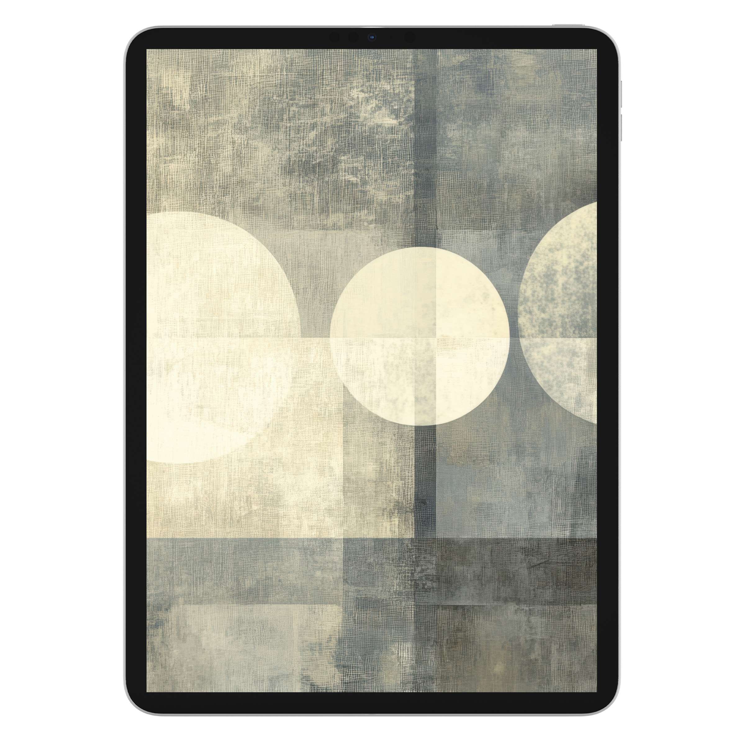 Elegant neutral iPad wallpaper with soothing abstract circles, perfect digital download for tablet background enhancing calm aesthetics