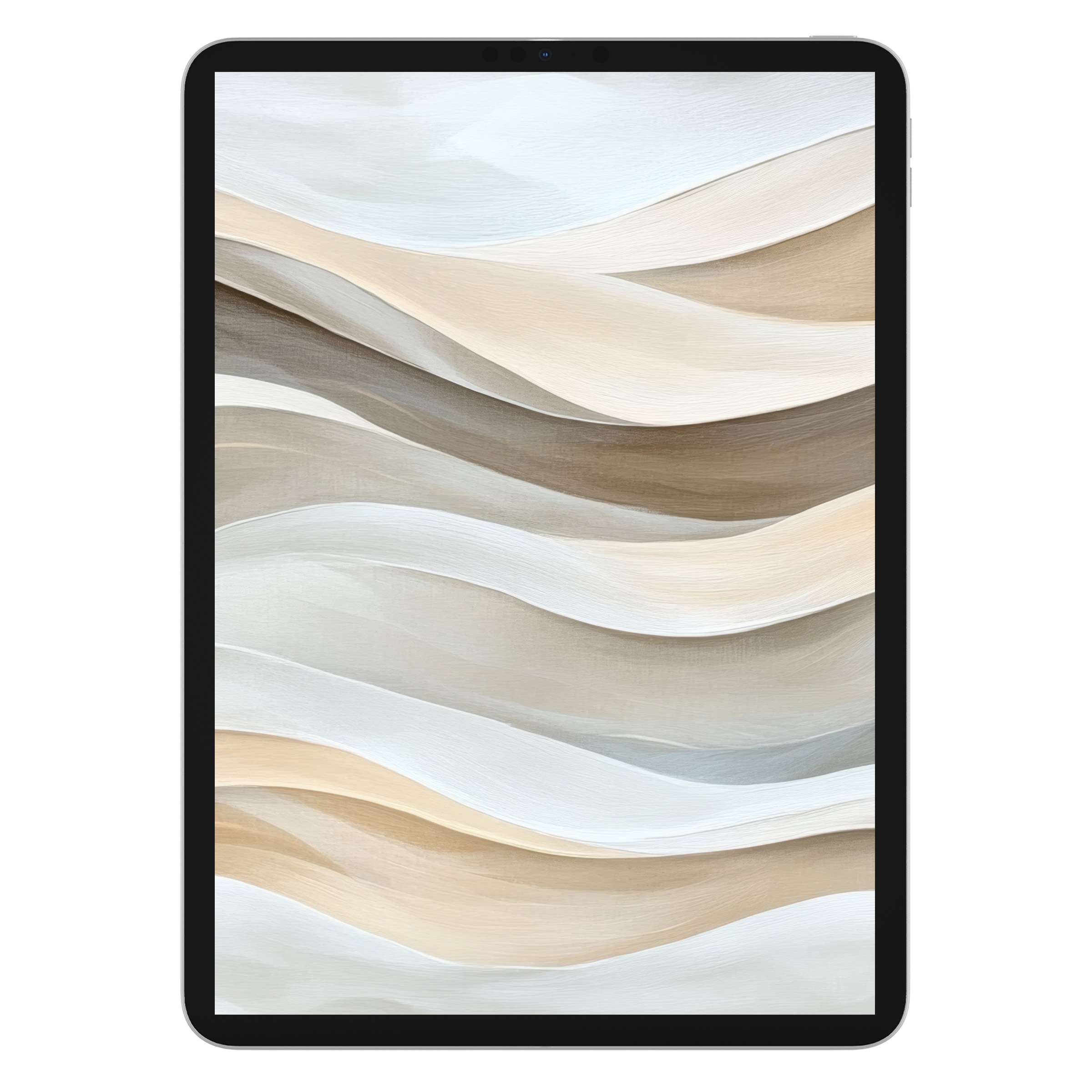 Elegant neutral iPad wallpaper featuring soft beige and white waves offers a calming digital download for tablet background versatility