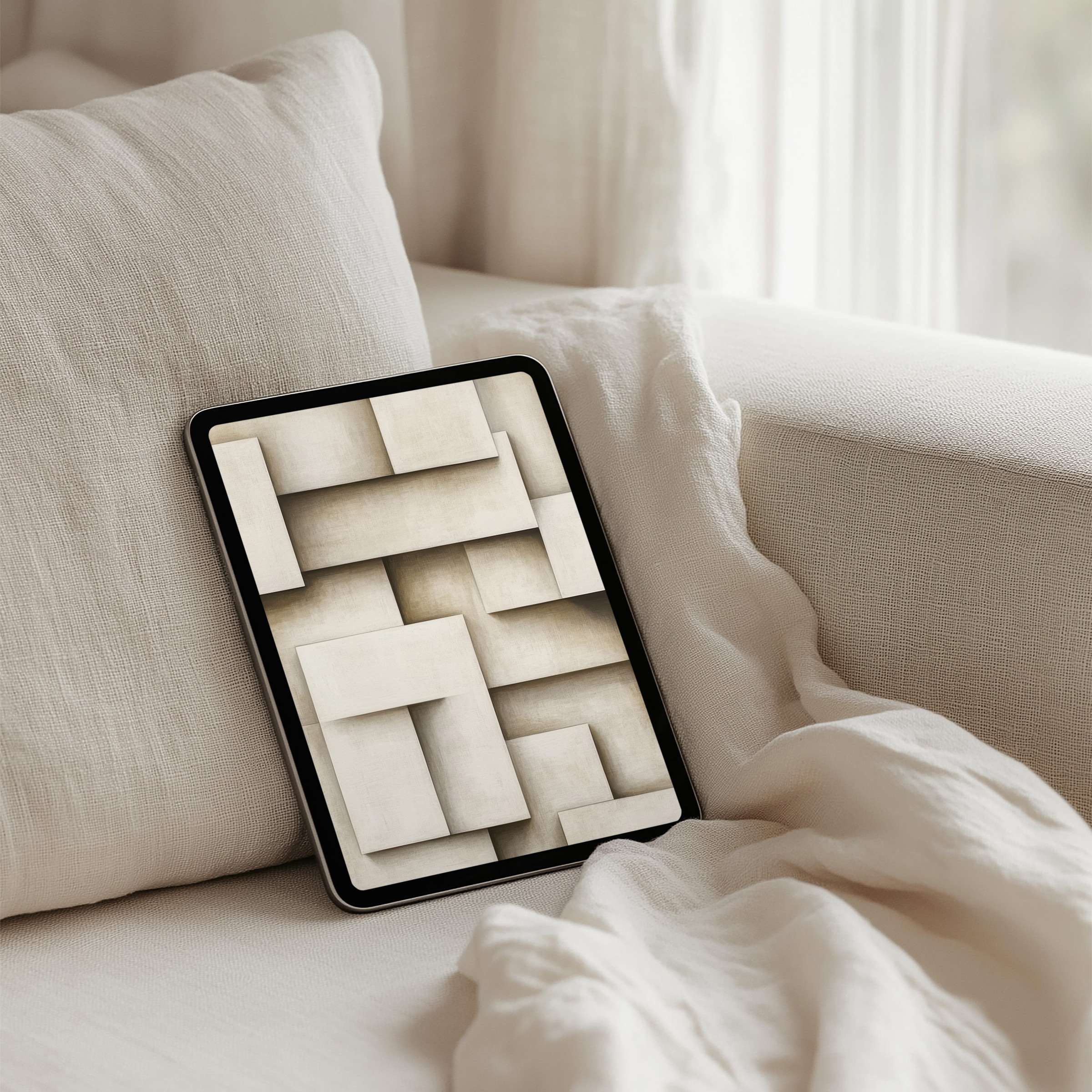 Elegant geometric iPad background for instant download on a tablet exudes calm and inspiration, perfectly fitting any device