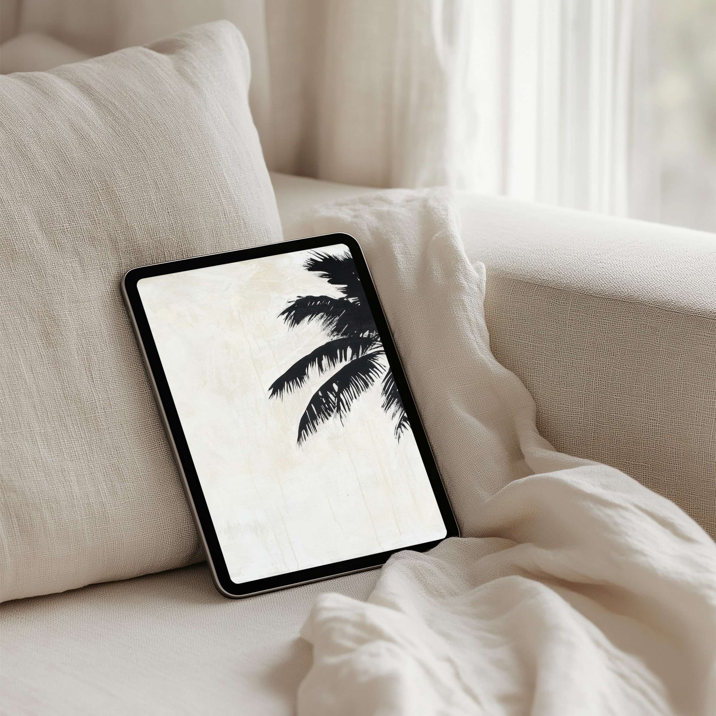 Luxurious palm art iPad background enhances your tablet with calm elegance and mindfulness perfect for instant download versatility