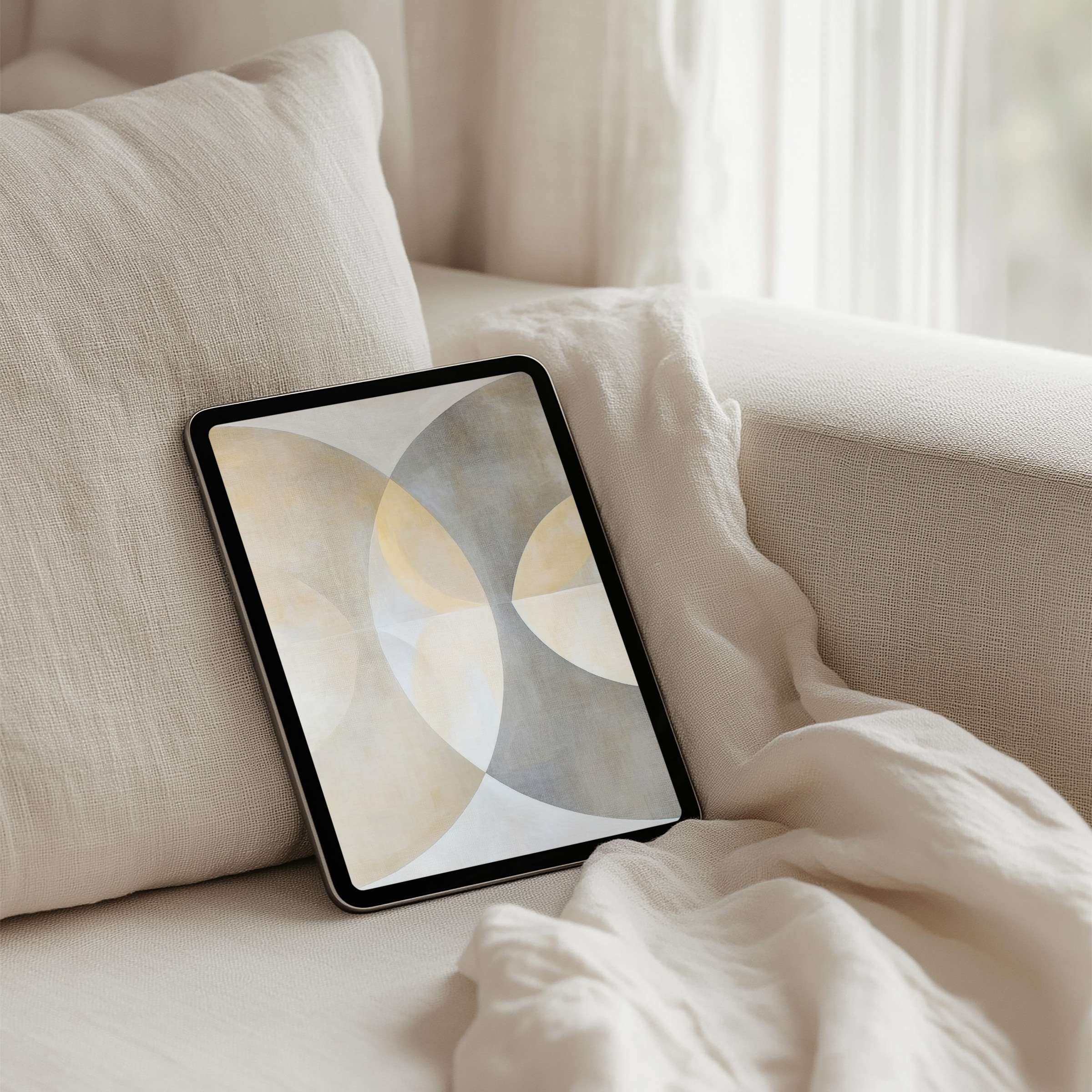 Elegant abstract iPad background with soothing earth tones enhances calm in any tablet setting instant download available