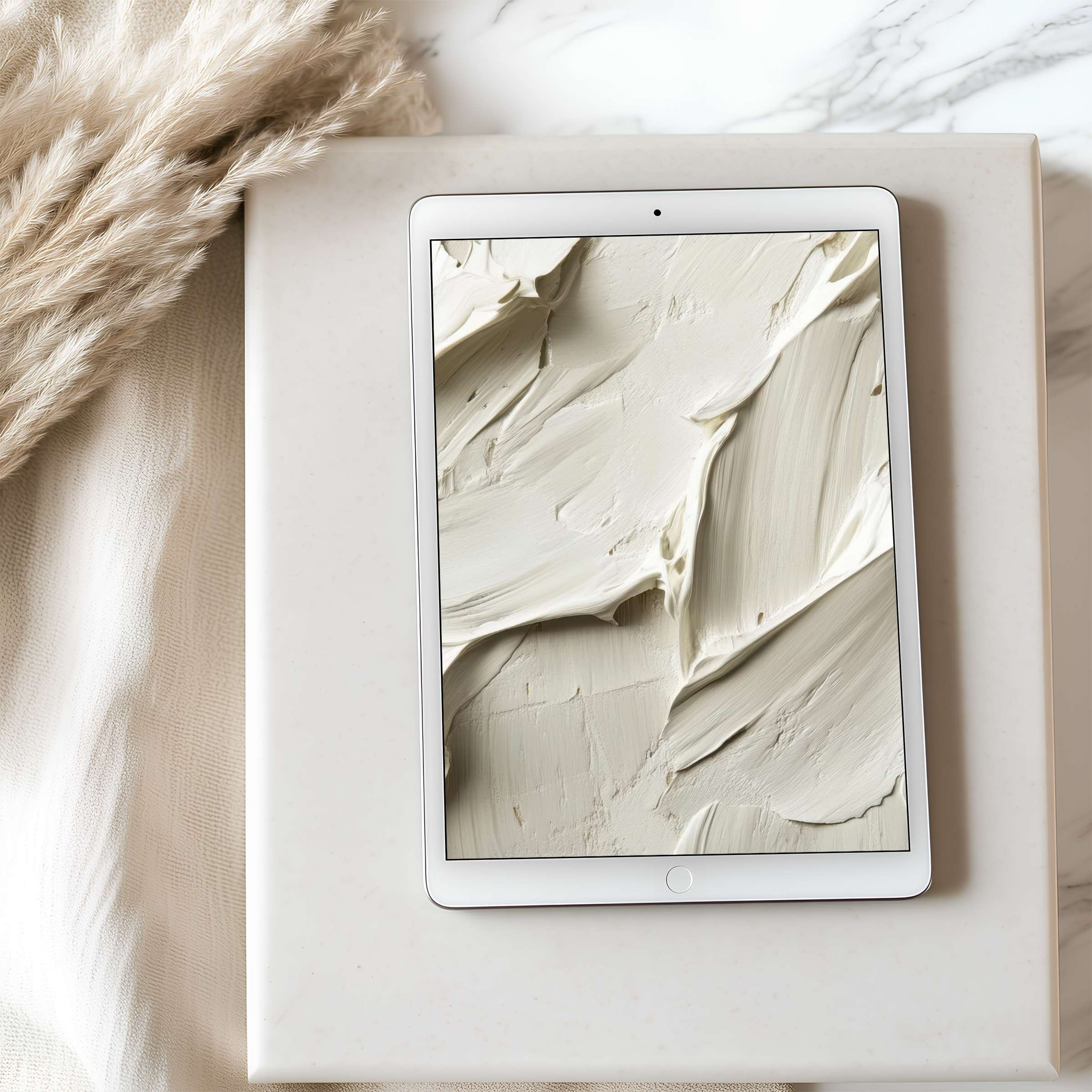 Creamy abstract art on tablet wallpaper, perfect for iPad in high resolution, enhances calm elegance in any digital space