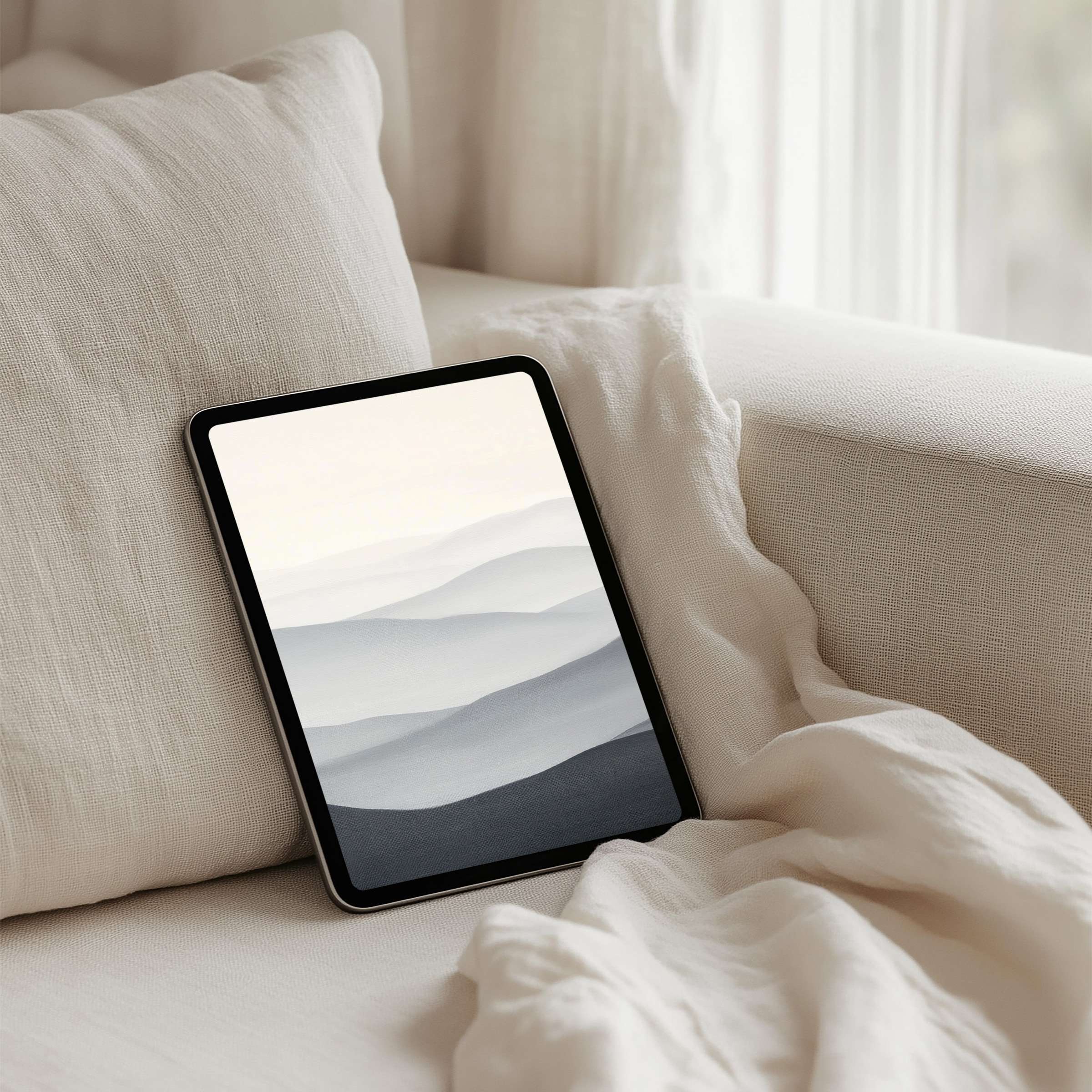 Elegant watercolor waves create a serene iPad background perfect for instant download on your tablet bringing calm inspiration