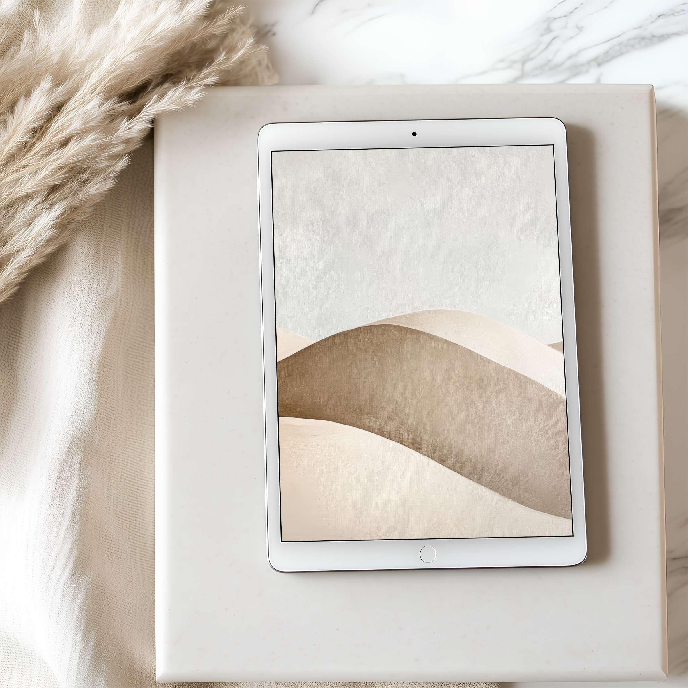 Elegant tablet wallpaper featuring serene sand dunes in neutral tones perfect for high resolution iPad and Android designs