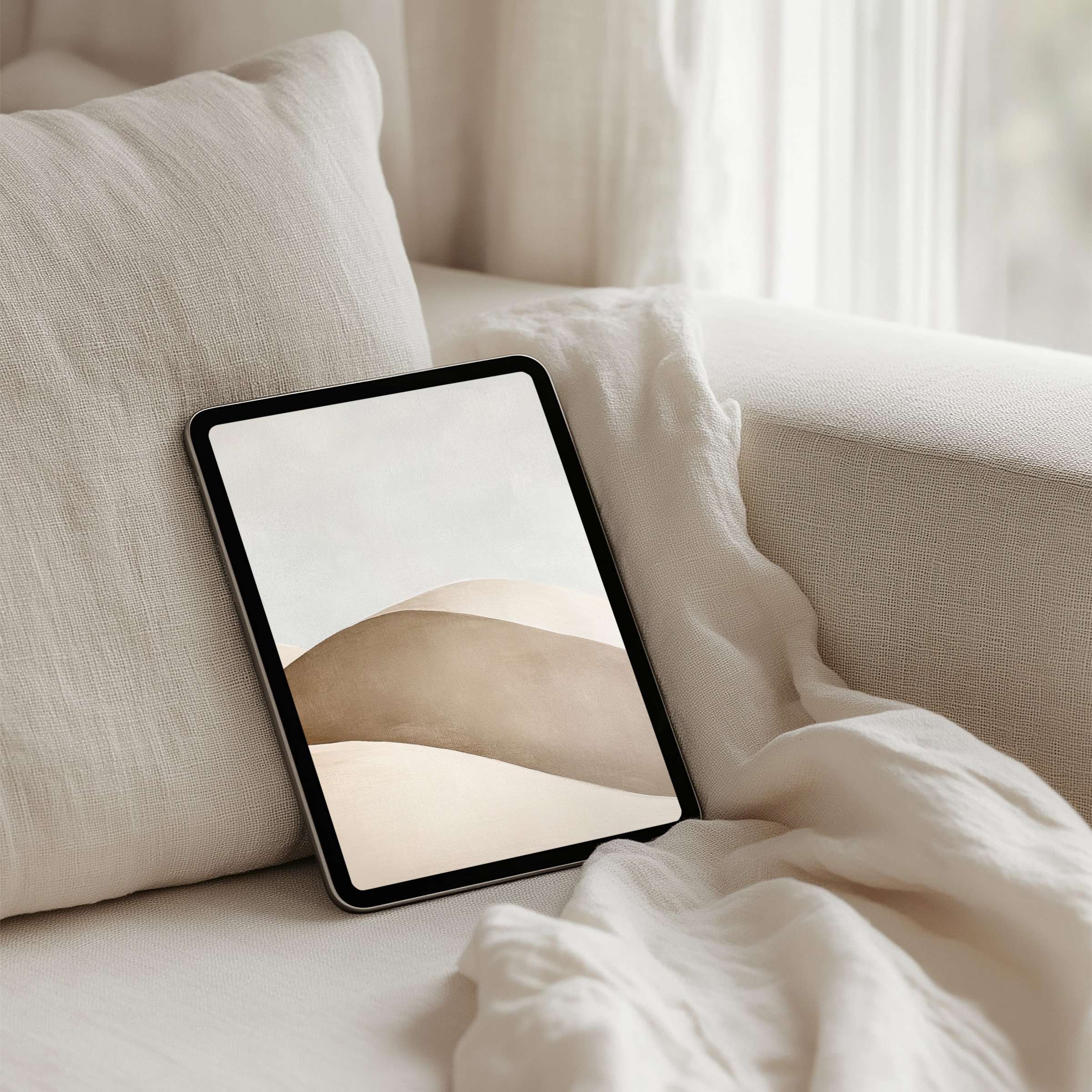 Tranquil iPad background of soft beige dunes for tablets captures calm and elegance instant download for mindful inspiration