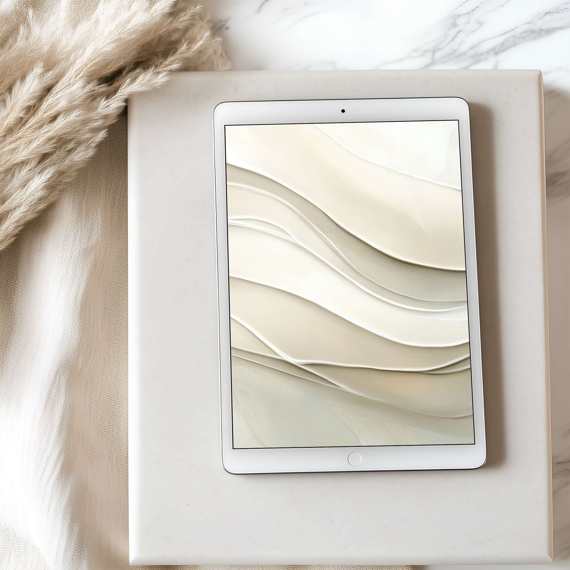 Elegant tablet wallpaper in soft beige tones evokes calm and sophistication, perfect for iPad and Android tablets, digital download