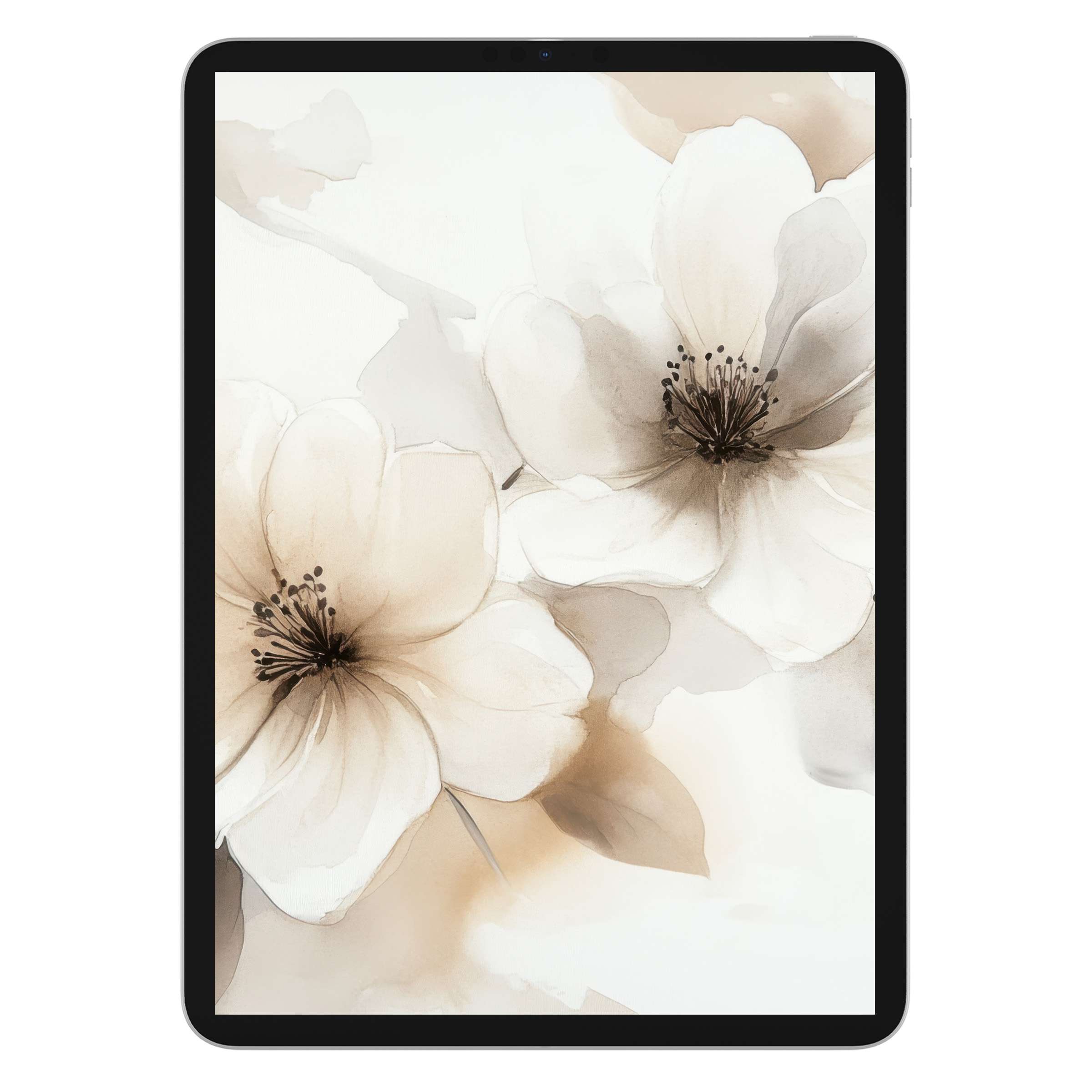 Elegant floral neutral iPad wallpaper as a digital download creates a serene background on any Samsung or Android tablet screen