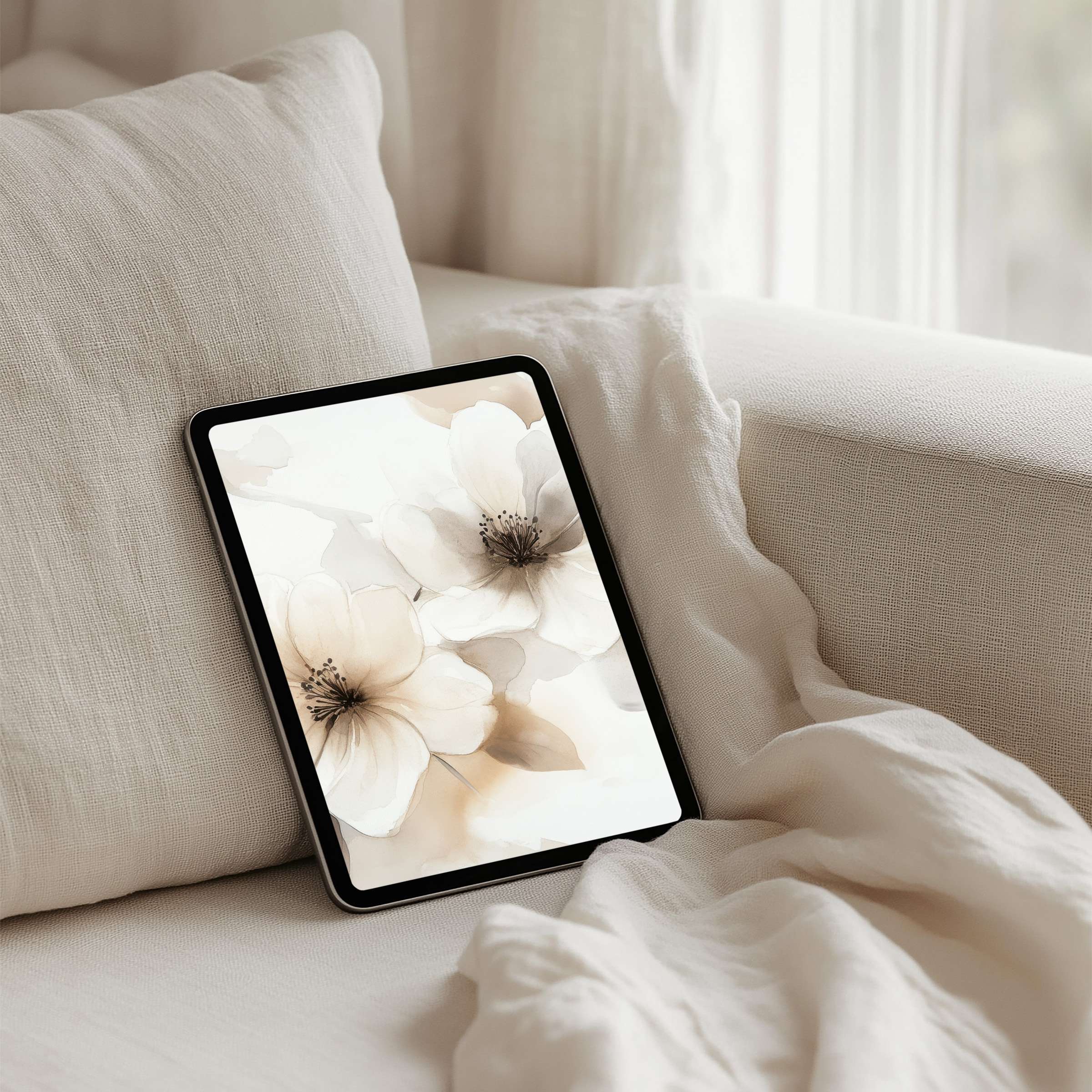 Elegant floral iPad background for instant download, perfect for Samsung and Android tablets to inspire calm and mindfulness