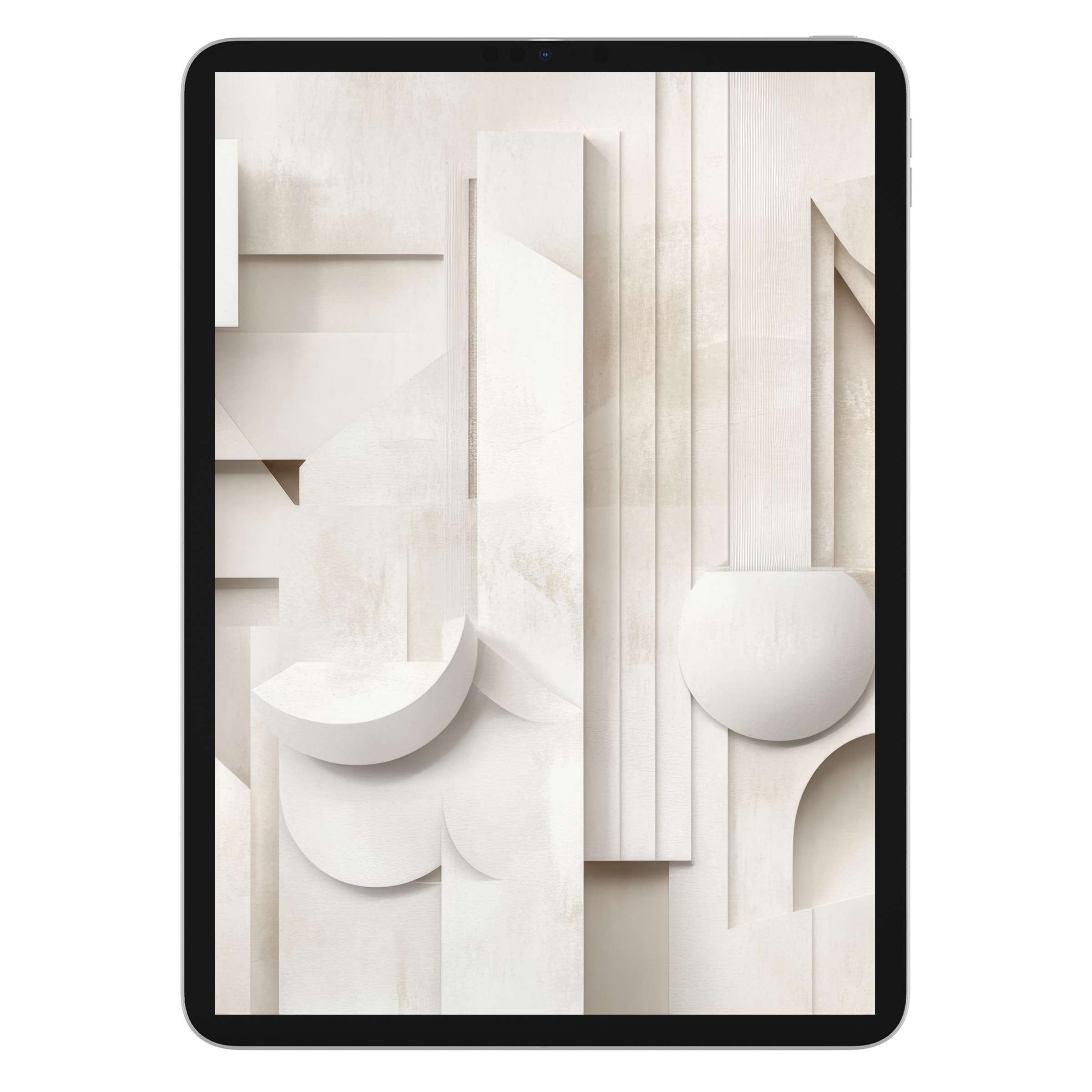 Elegant neutral iPad wallpaper with textured geometric design, perfect digital download for calming tablet background artistry