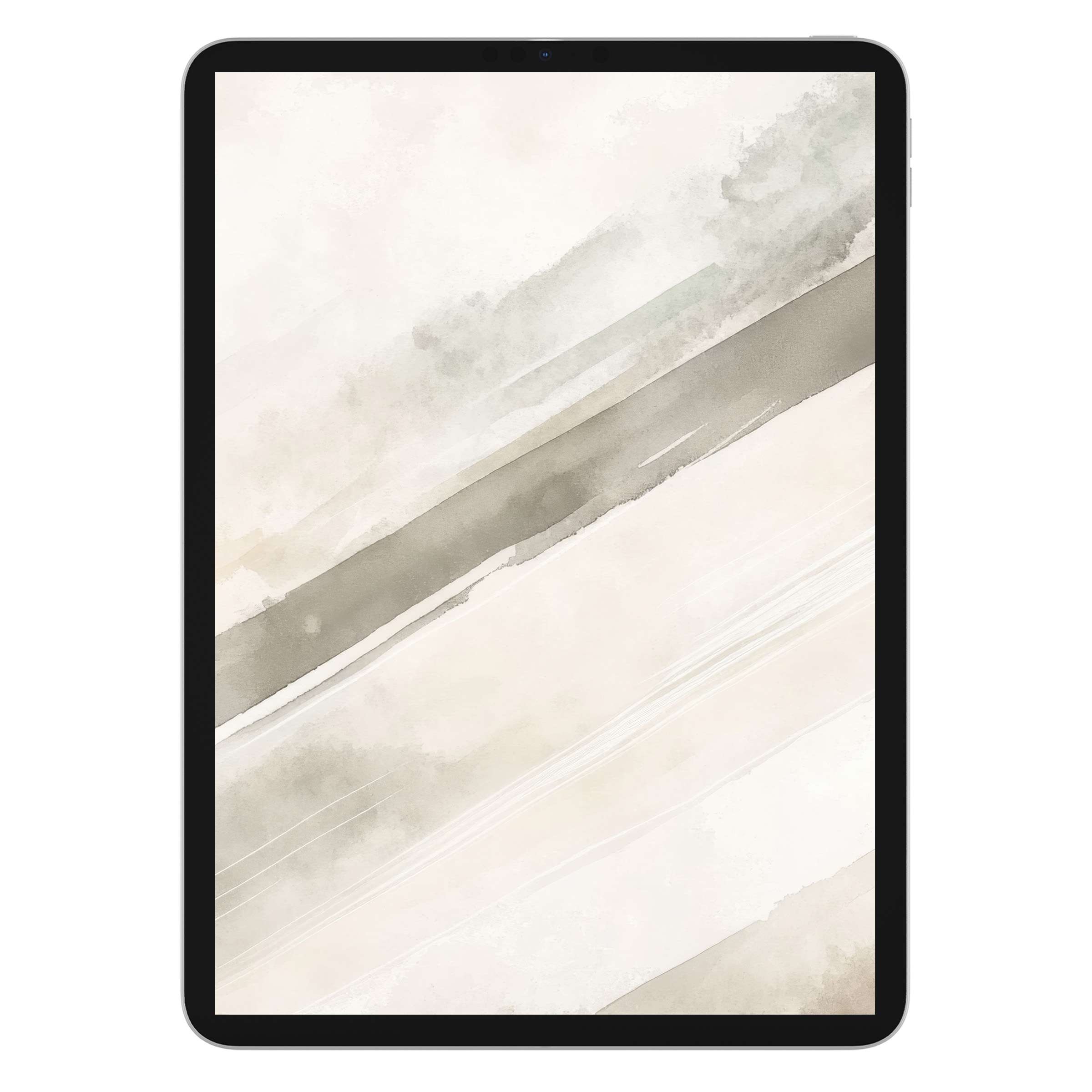 Neutral iPad wallpaper with soothing watercolor strokes creates an elegant background for any tablet, available as a digital download
