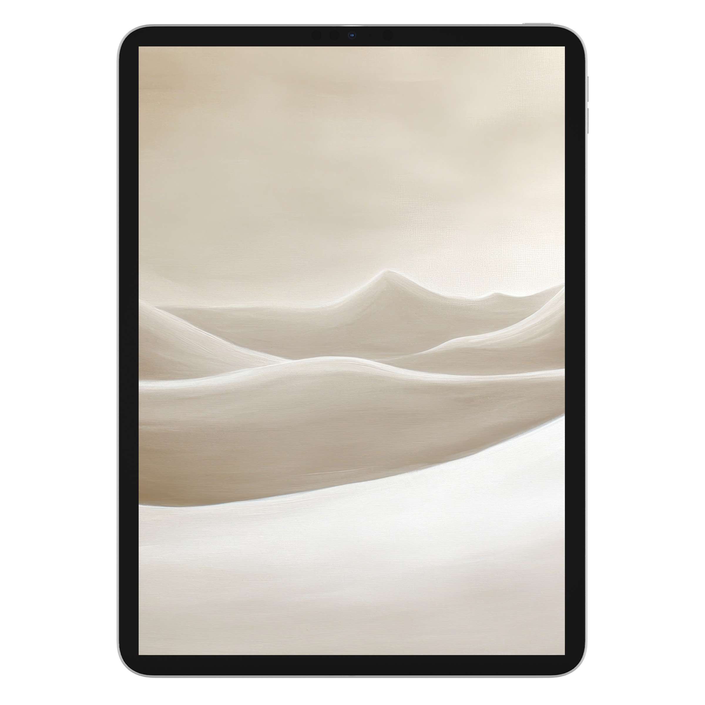 Neutral iPad wallpaper featuring soft beige dunes, perfect as a tranquil background for any tablet in a digital download format
