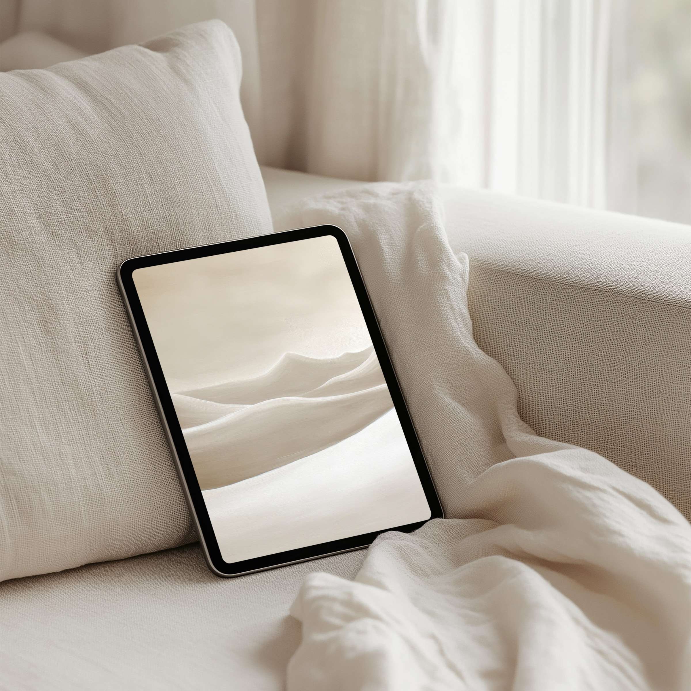 Elegant iPad background with serene beige dunes evokes calm and inspiration perfect for instant download on any tablet
