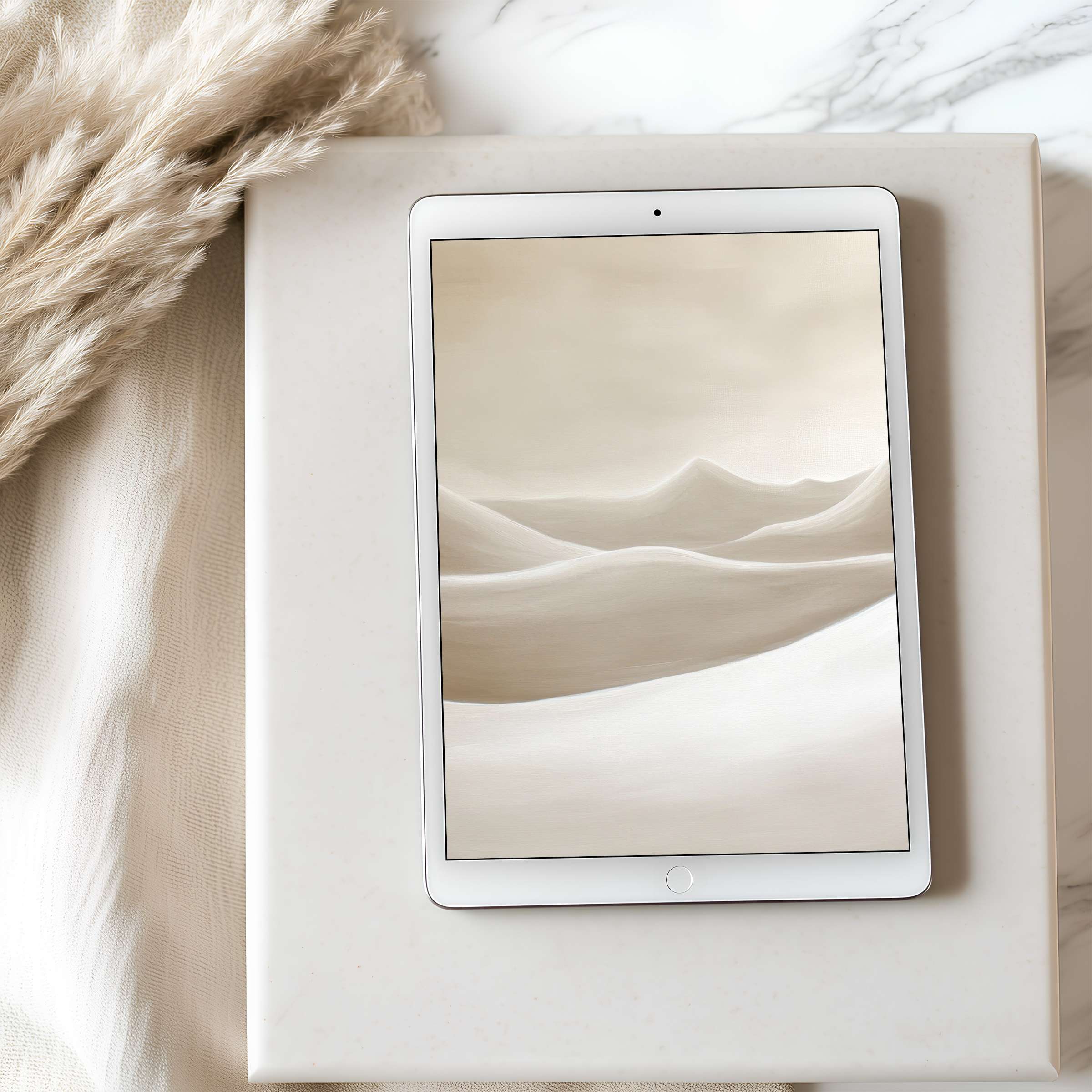 Elegant tablet wallpaper featuring serene beige desert dunes in high resolution, ideal for iPad and Android, digital download