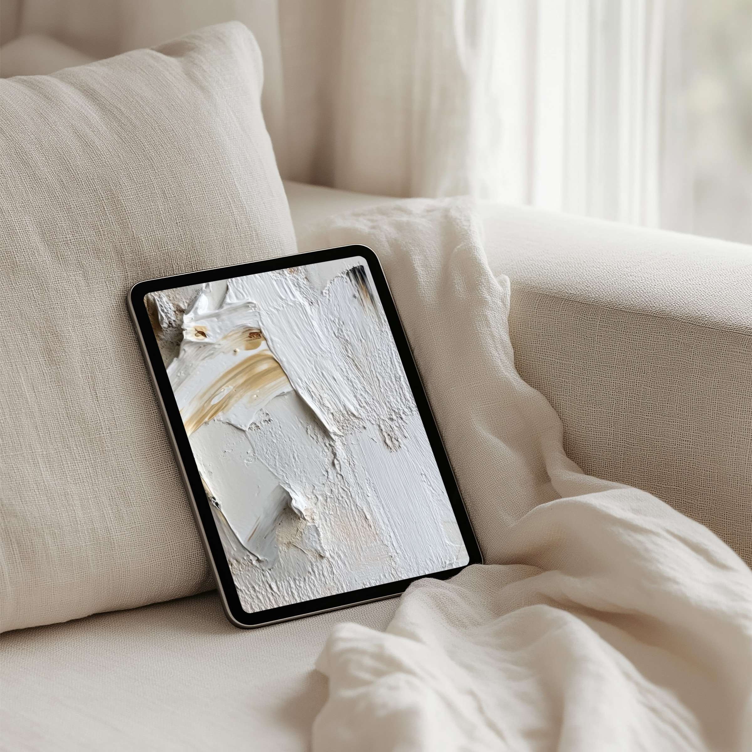Elevate your iPad background with this elegant white texture art, perfect for instant download on any tablet for serene inspiration