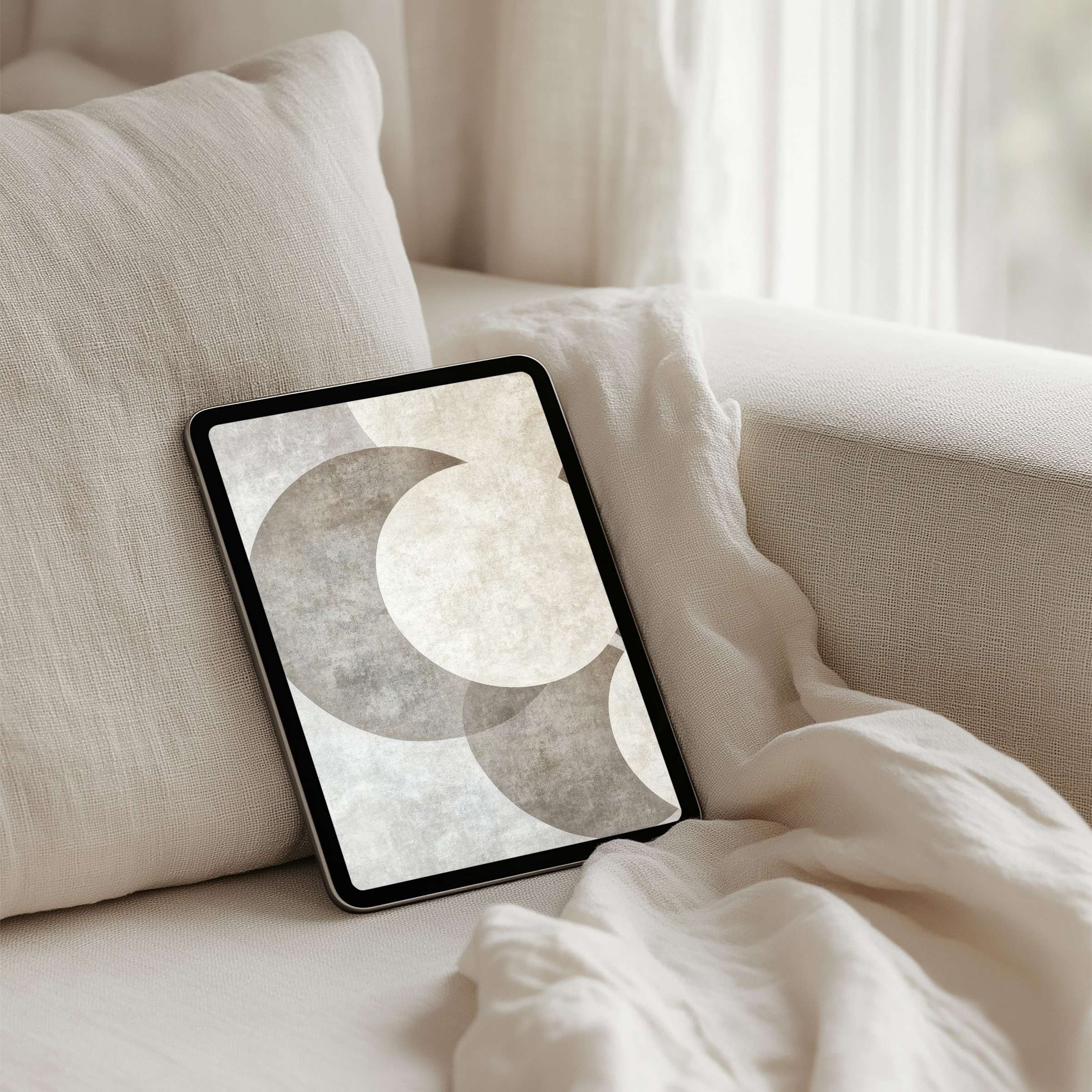 Elegant abstract iPad background perfect for instant download on any tablet, inspiring calm and mindfulness in a cozy setting