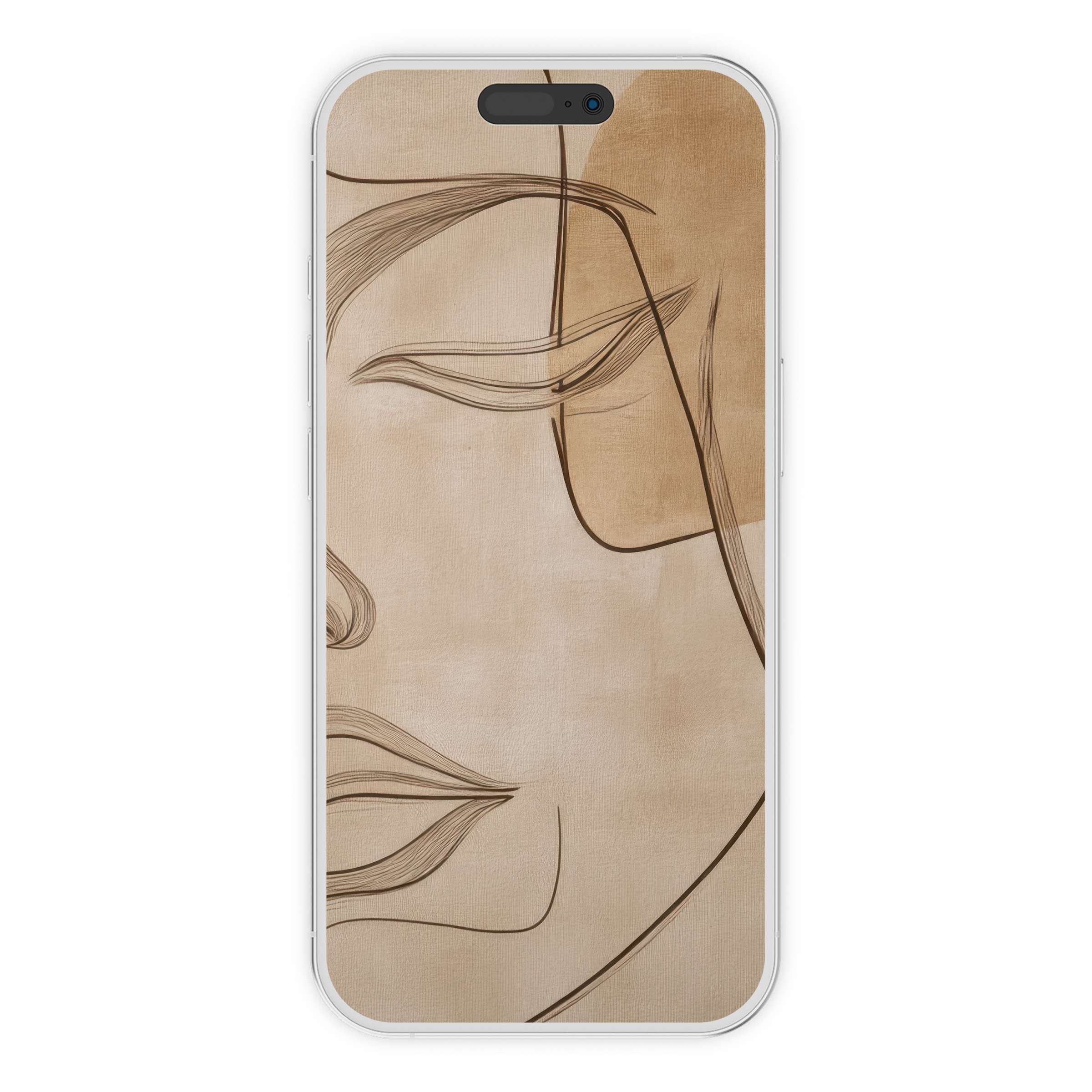 Elegant neutral iPhone wallpaper with abstract minimalist art in beige tones, perfect digital download for serene phone background
