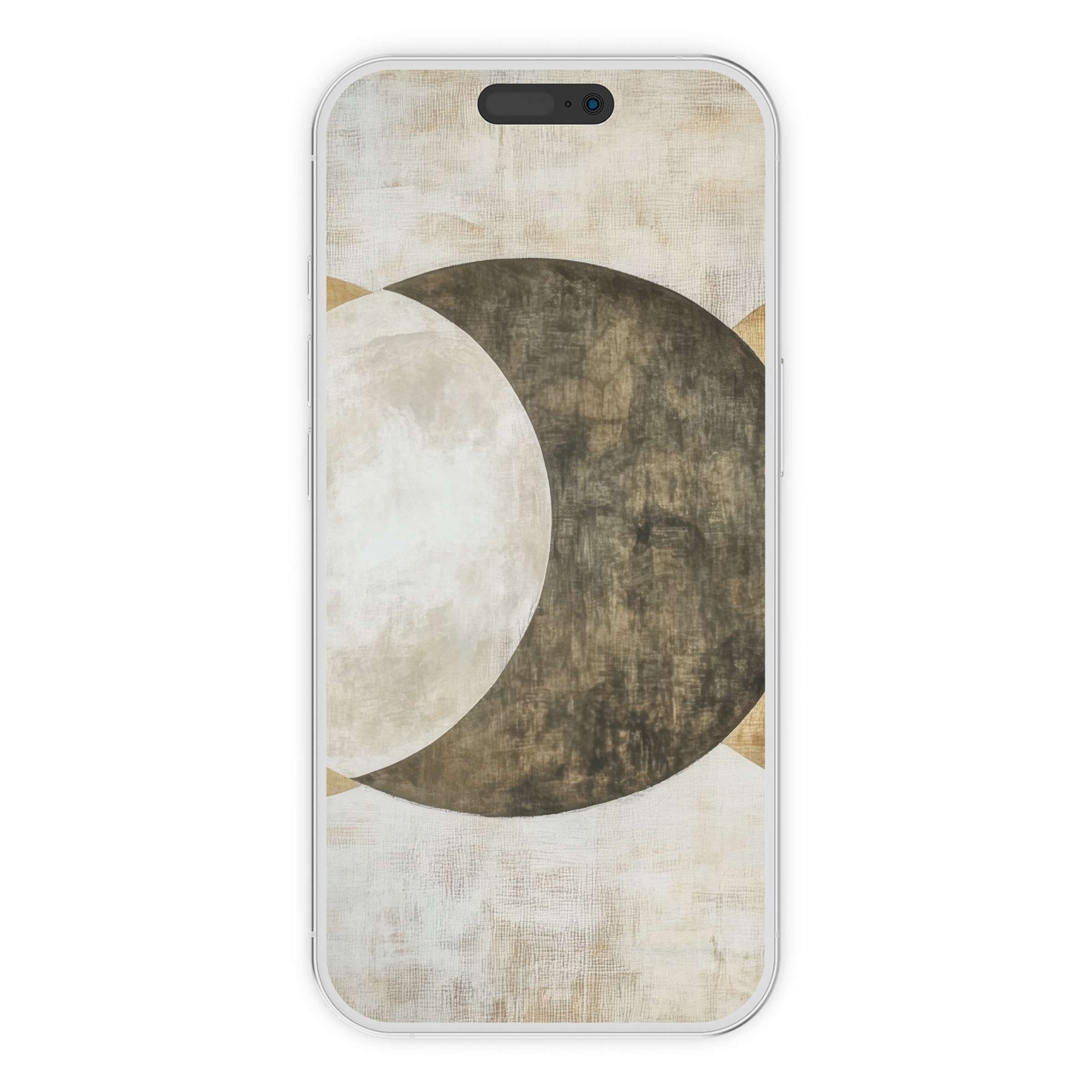 Elegant neutral iPhone wallpaper featuring a serene crescent abstraction, perfect digital download for iPhone and Android phone backgrounds