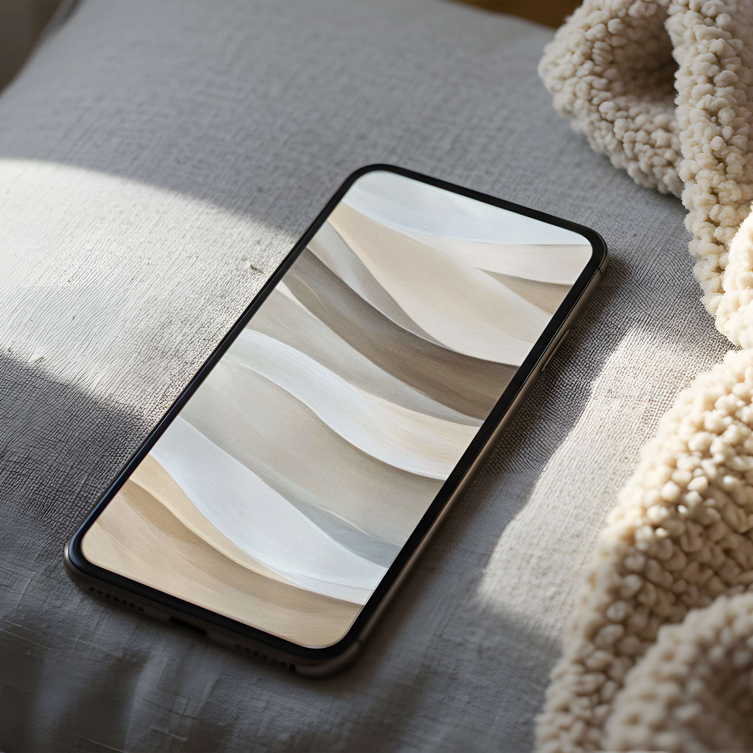 Elegant phone wallpaper showcasing creamy, flowing abstract waves in high resolution, perfect for iPhone and Android digital download