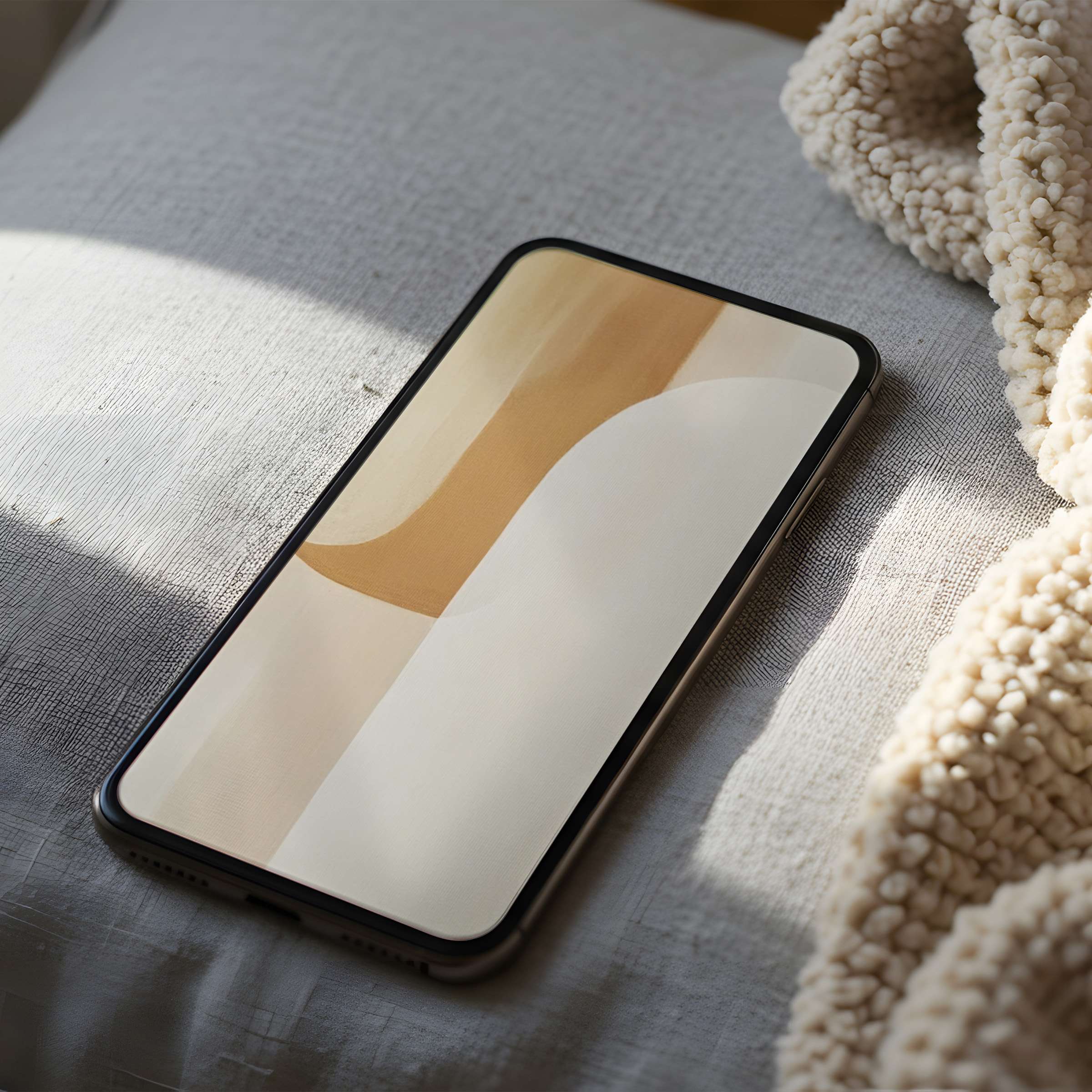 Elegant abstract phone wallpaper featuring soft earth tones, perfect for iPhone and Android in high resolution digital download