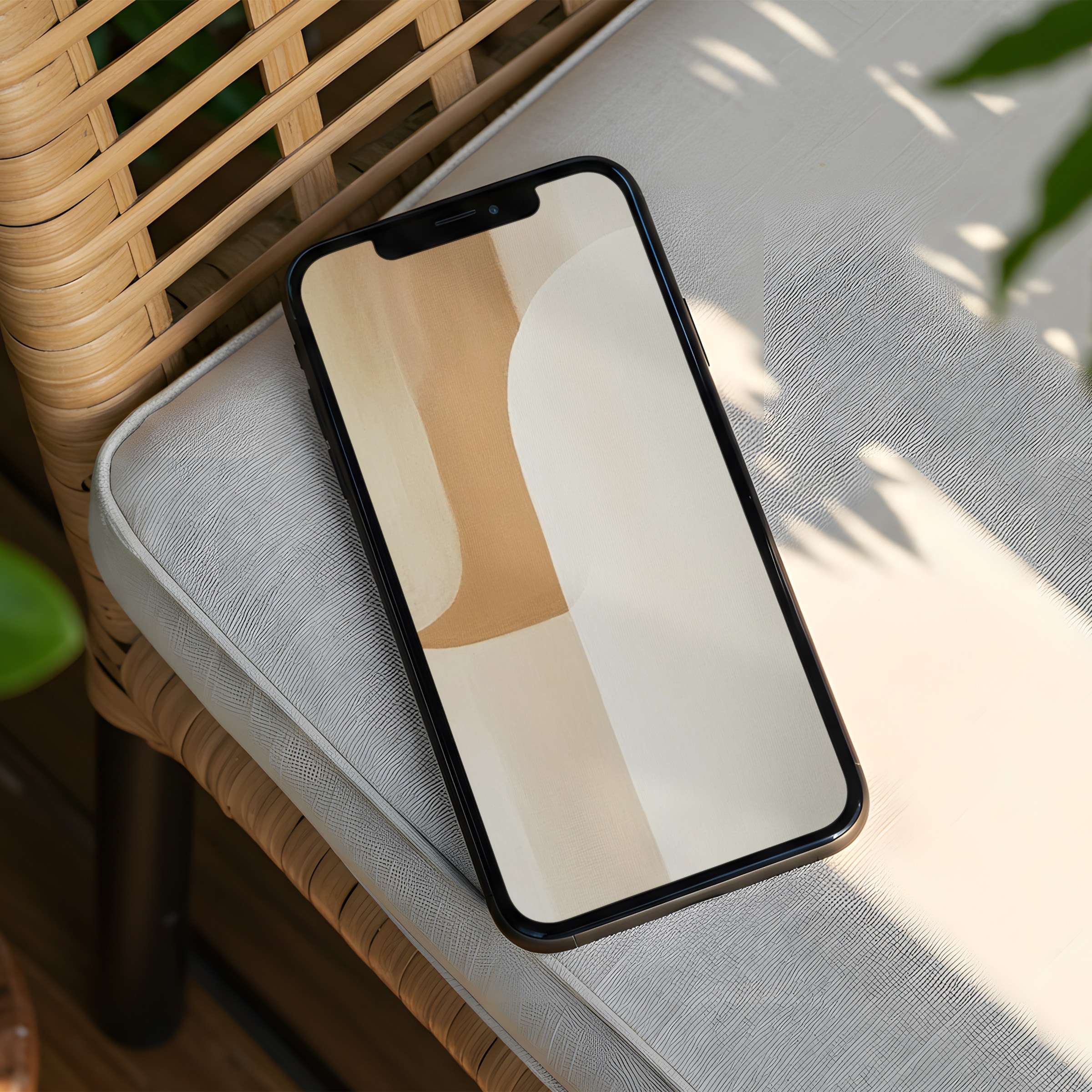 Elegant abstract design with soft beige tones for an iPhone background perfect for mindfulness instant download for any phone