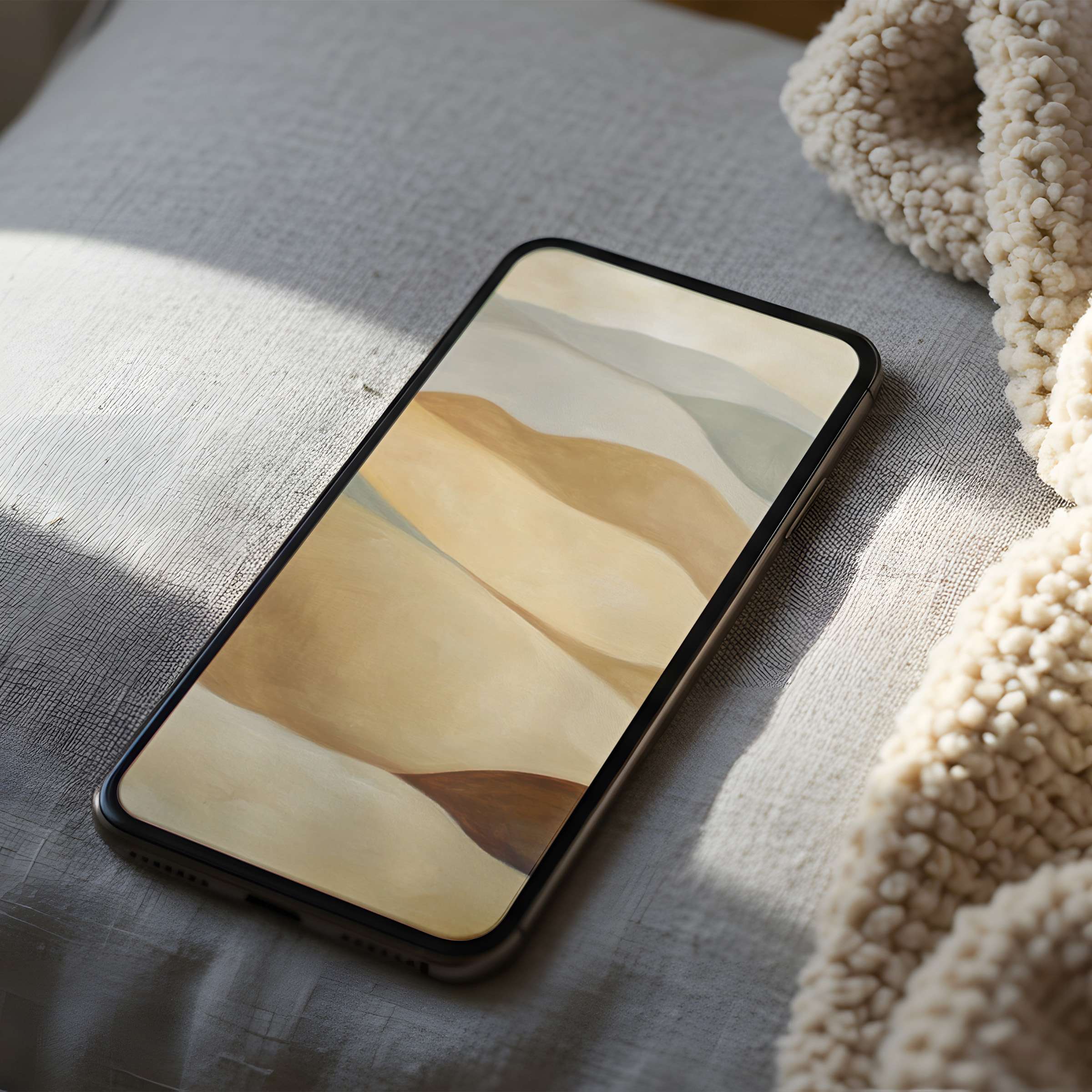 Subtle earth tones blend in an abstract phone wallpaper offering tranquility and elegance for iPhone or Android digital download