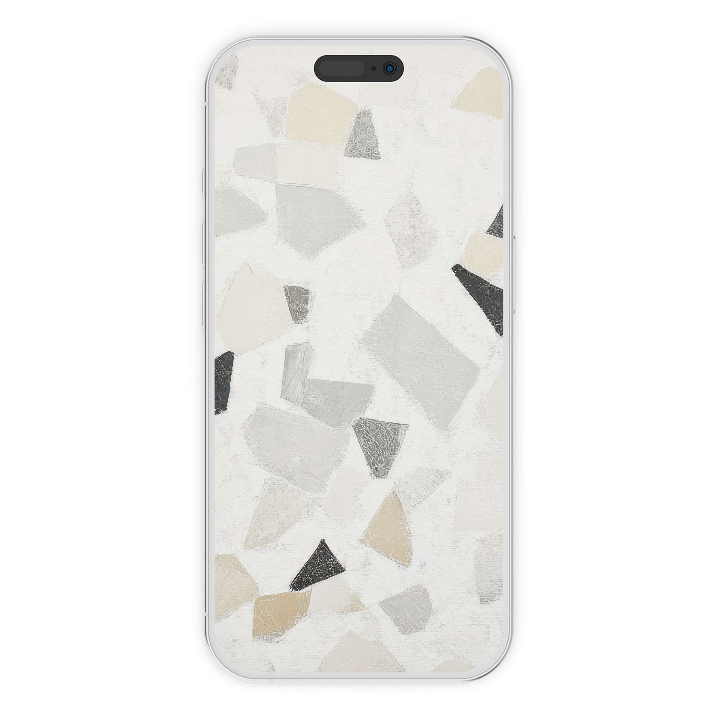 Elegant neutral iPhone wallpaper showcasing abstract geometric shapes in soothing tones for a stylish digital download phone background