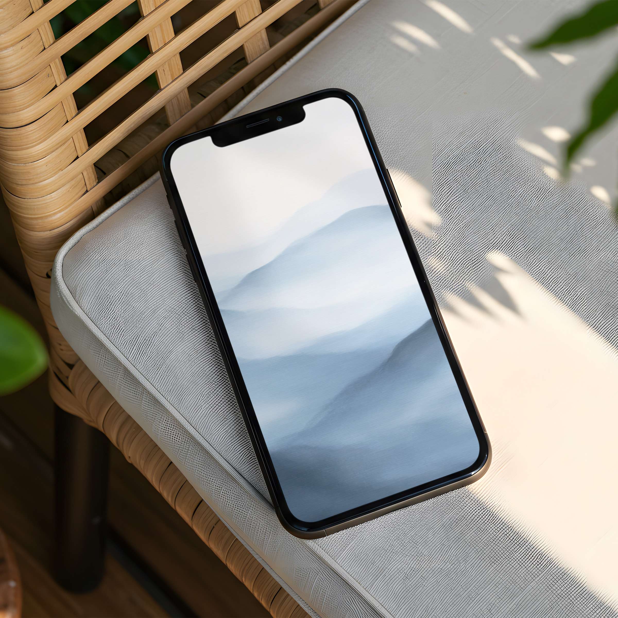 Serene abstract landscape in soft blues for iPhone background brings calming elegance to your phone instant download for mindful style