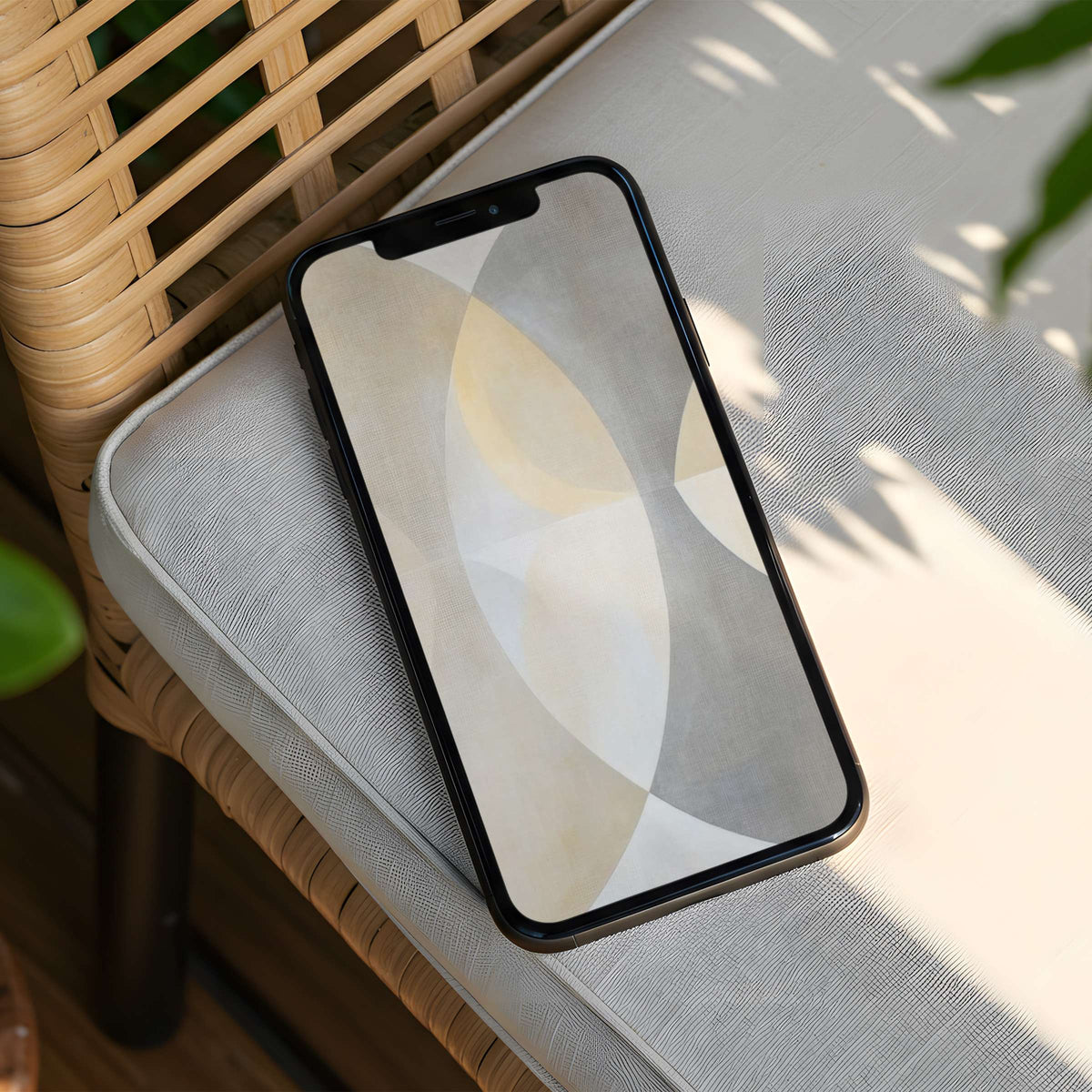 Elegant abstract pattern iPhone background with soft neutral curves for instant download calming your phone experience fitting both iPhone and Android