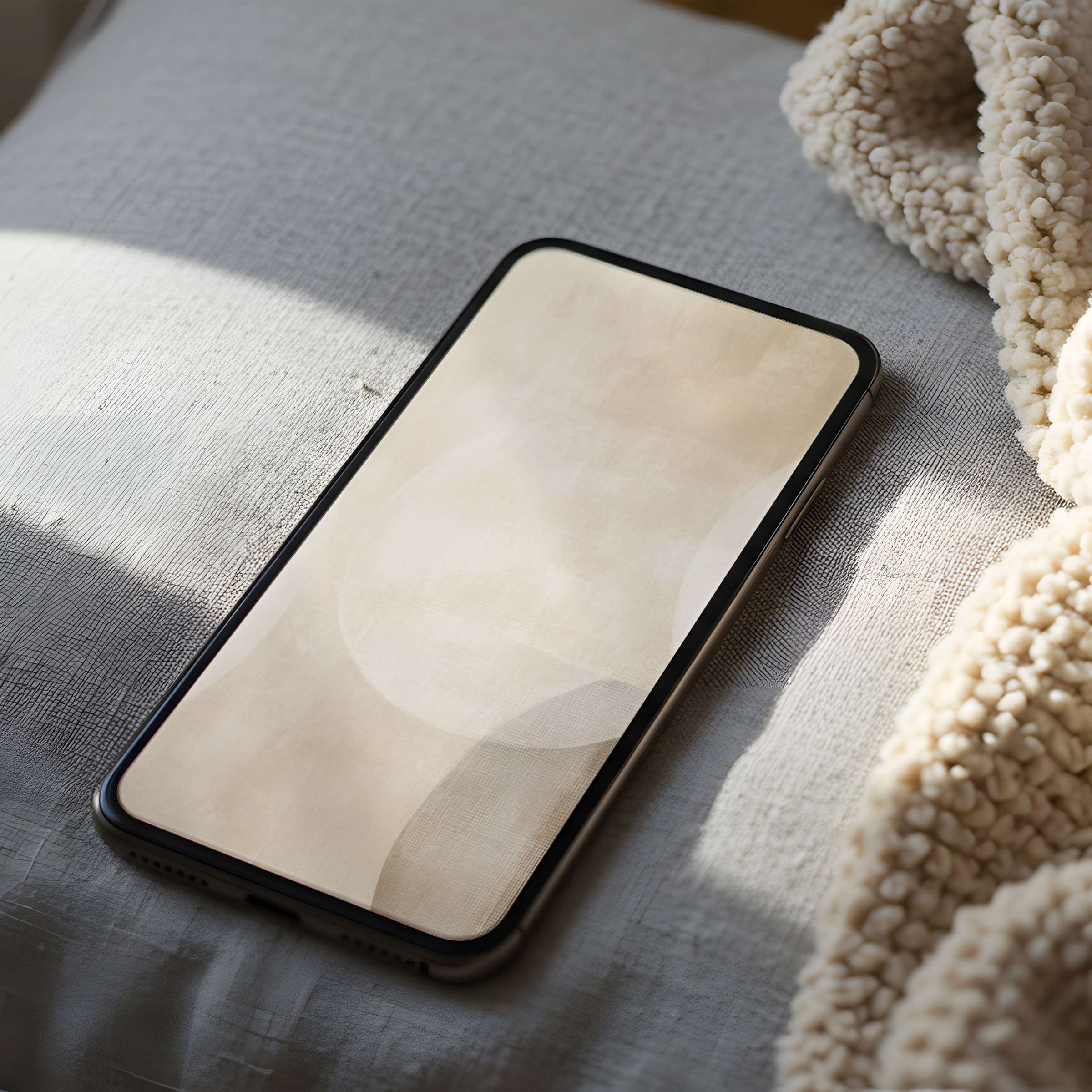 Elegant phone wallpaper featuring soft beige abstract art adds calming aesthetics to your iPhone in high resolution digital download