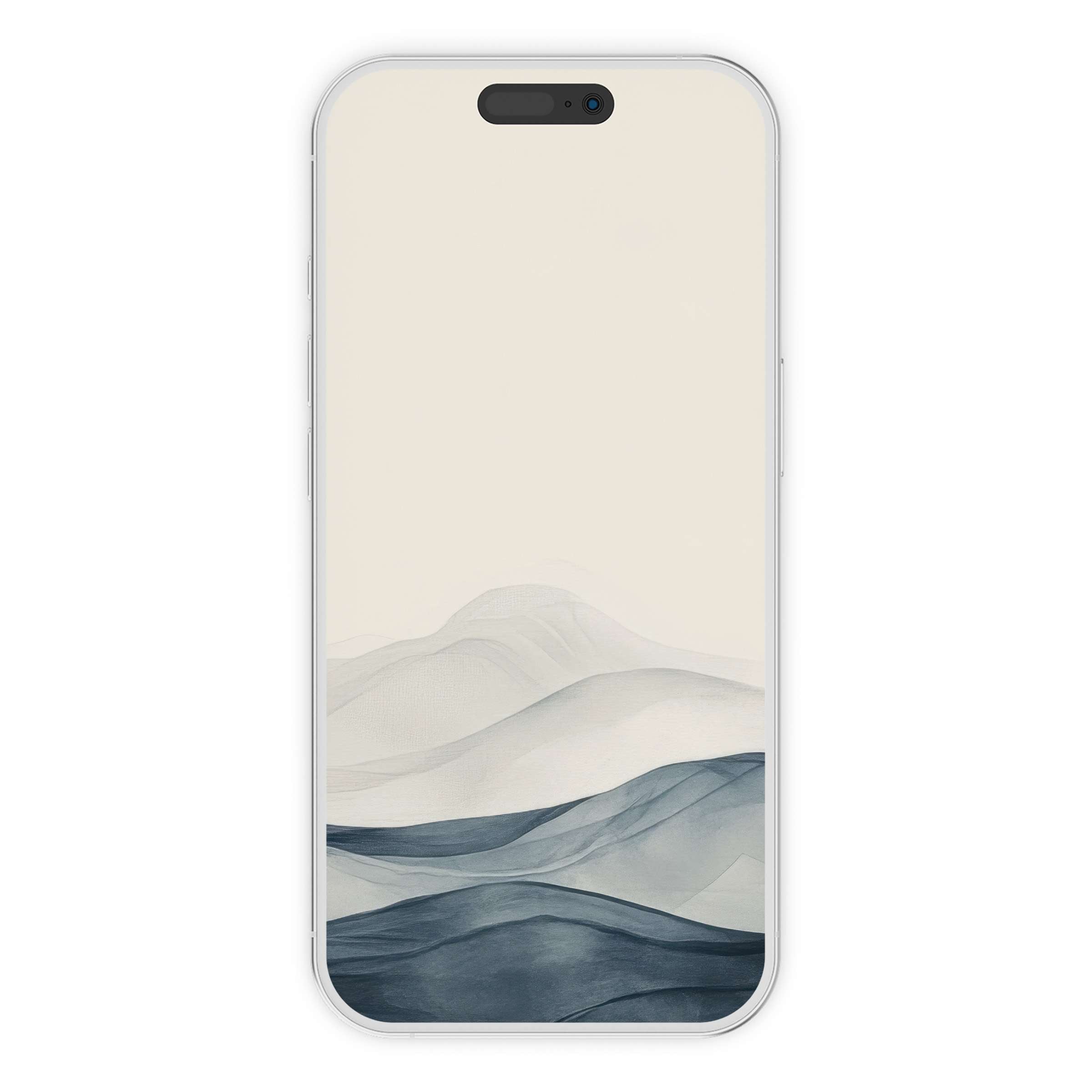 Calm, abstract neutral iPhone wallpaper digital download in soft blues and grays, perfect phone background for iPhone and Android models
