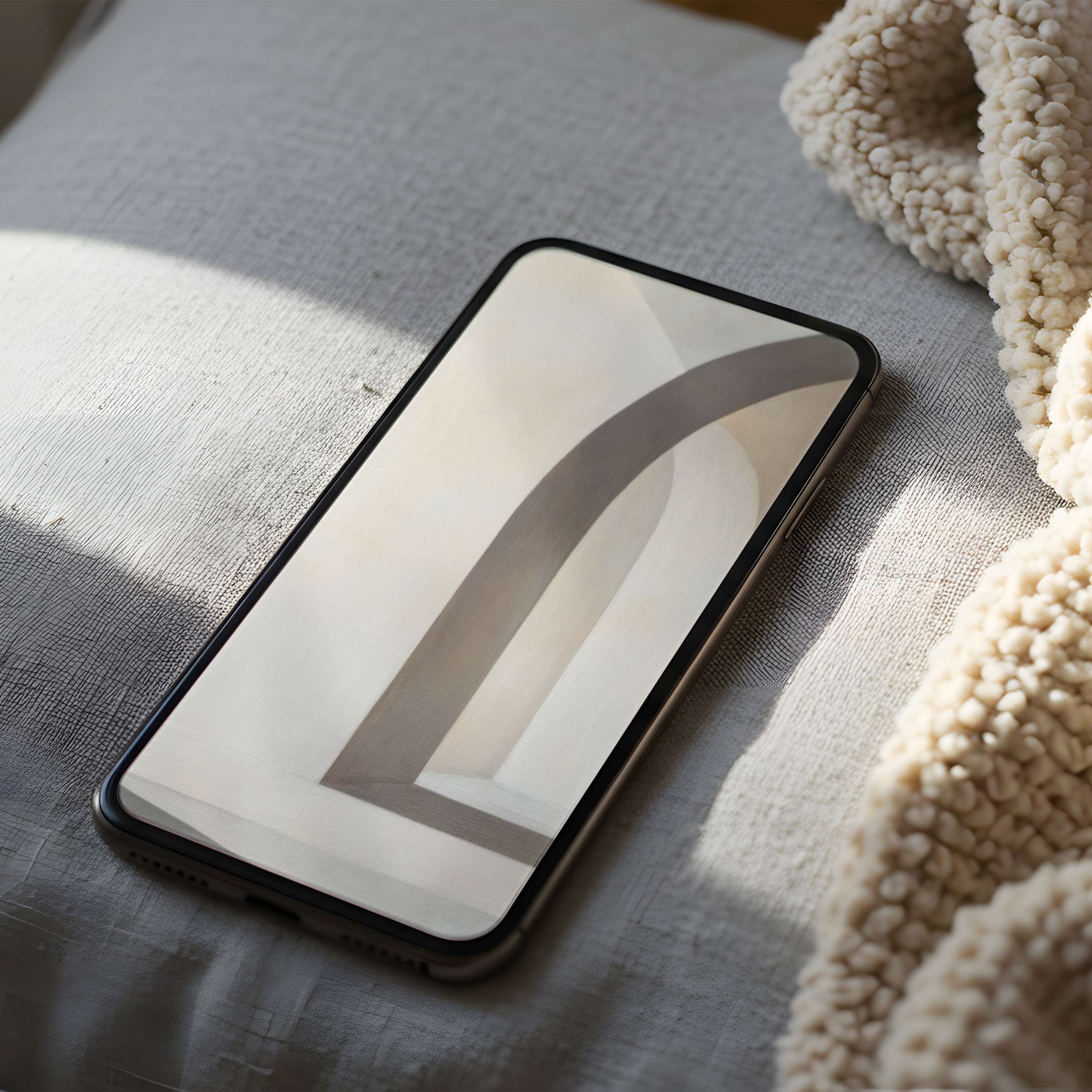 Elegant abstract phone wallpaper in soft neutrals, perfect for iPhone and android devices, enhancing serene digital spaces with high resolution