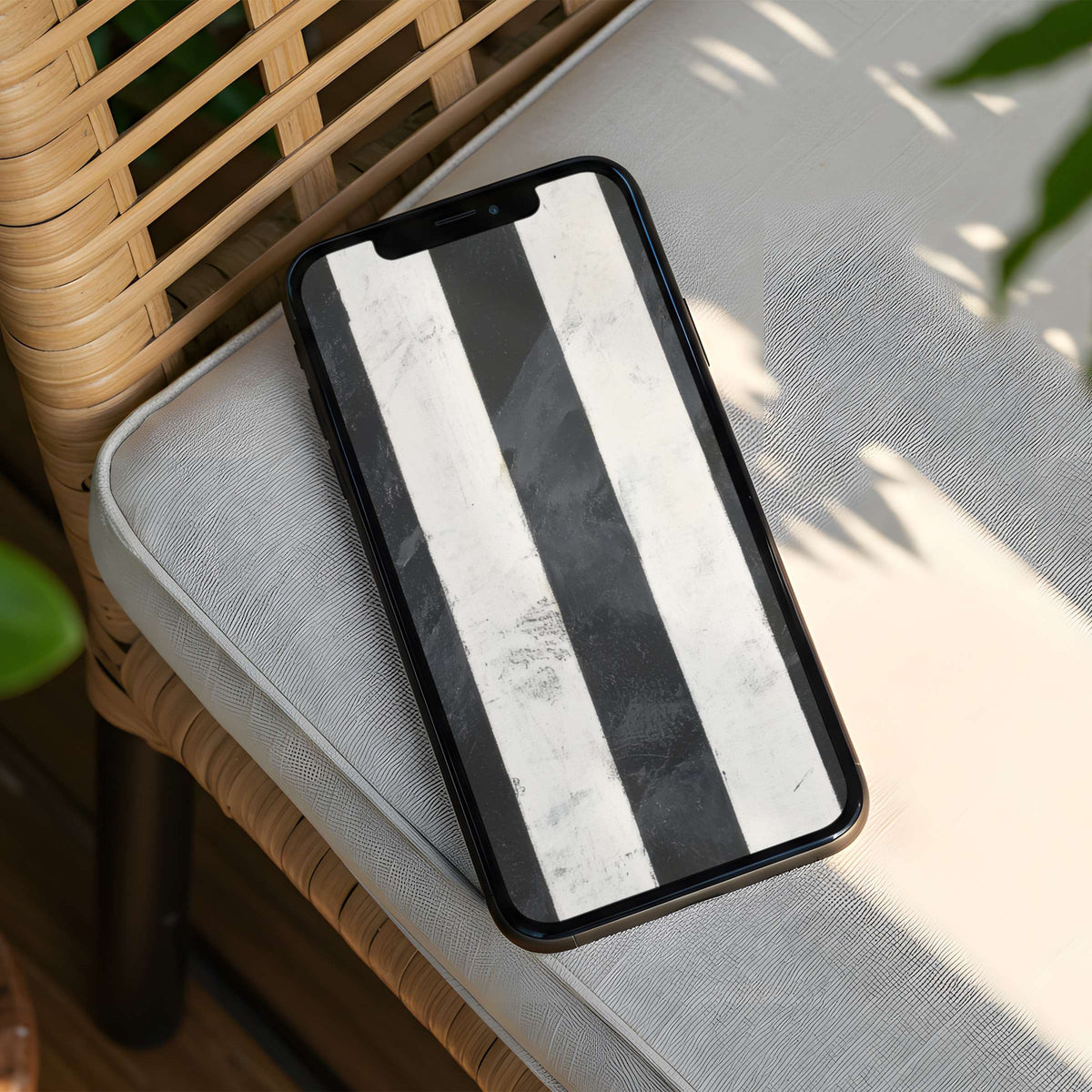 Elegant black and white striped iPhone background available for instant download brings calm inspiration to any phone setting