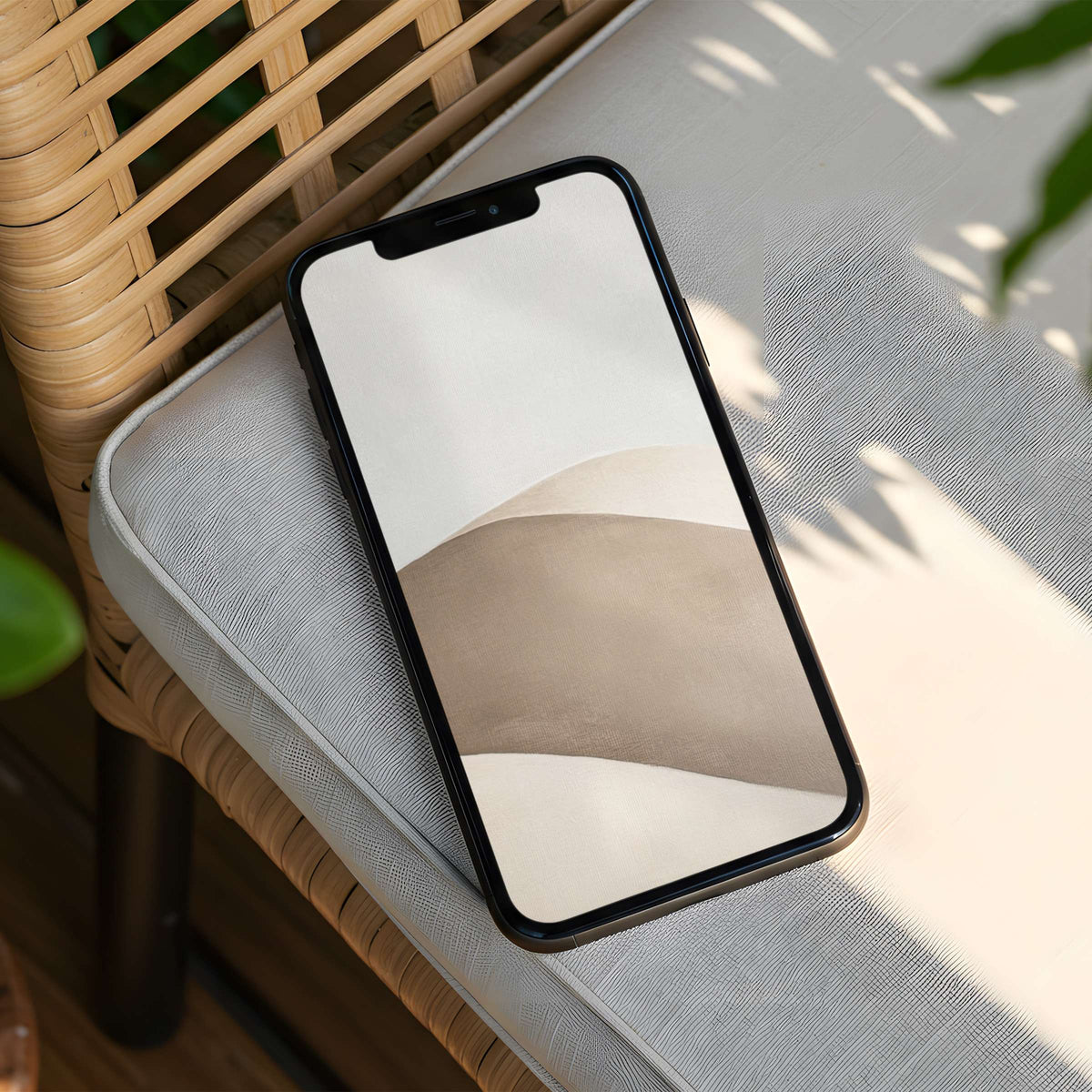Elegant abstract iPhone background showcasing soft earthy tones on phone for instant download inspiring calm and mindfulness