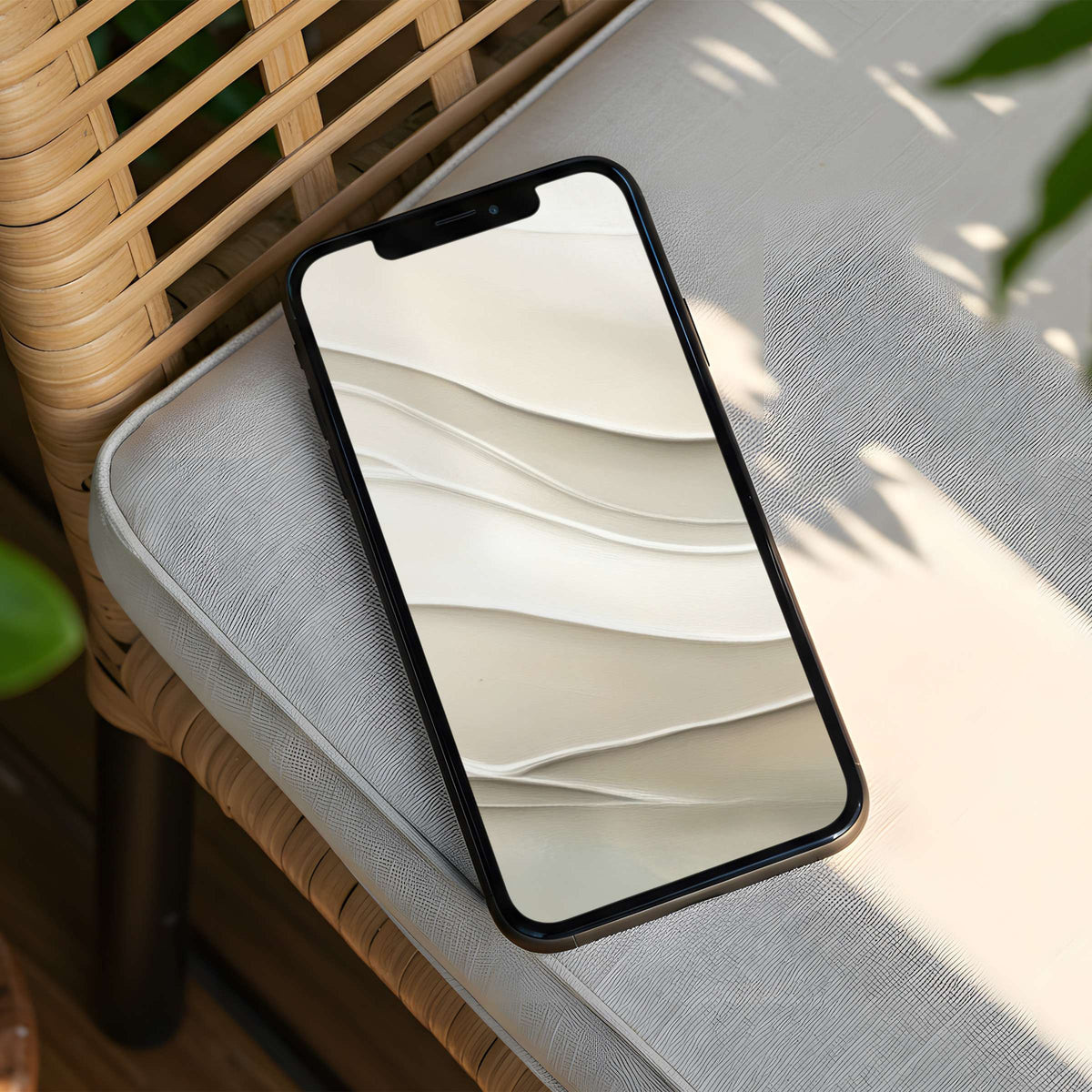 Elegant iPhone background featuring serene beige waves offers instant download for phone screens, enhancing calm and mindful aesthetics
