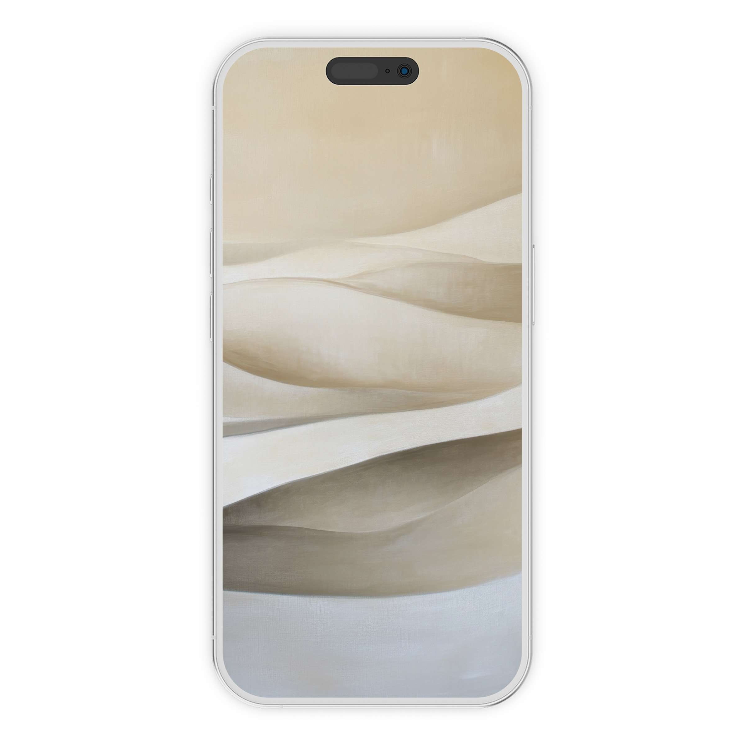 Elegant neutral iPhone wallpaper featuring soft beige waves offers a serene phone background for digital download and versatile style