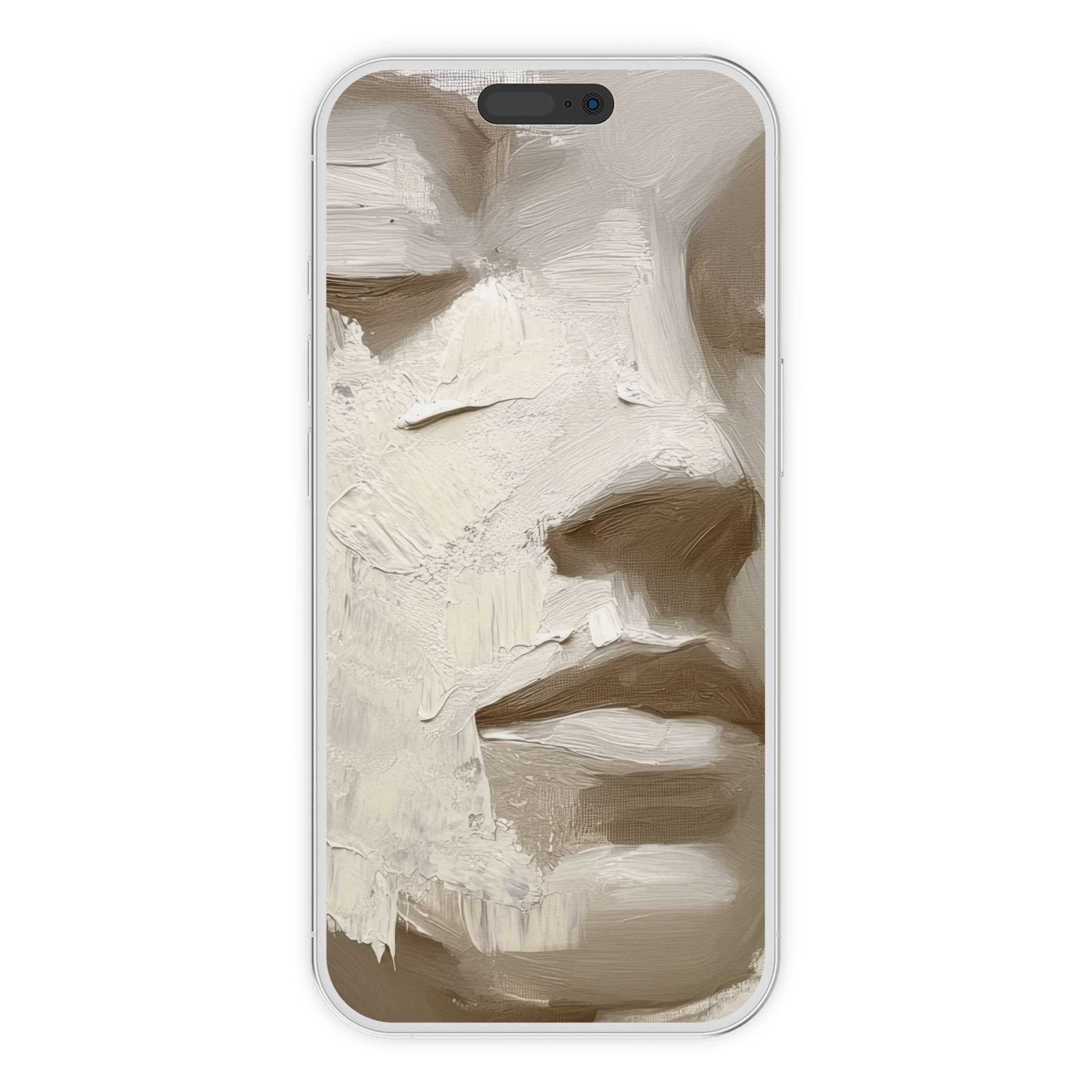 Elegant neutral iPhone wallpaper with textured brushstroke art evokes calm, available as a digital download for phone background