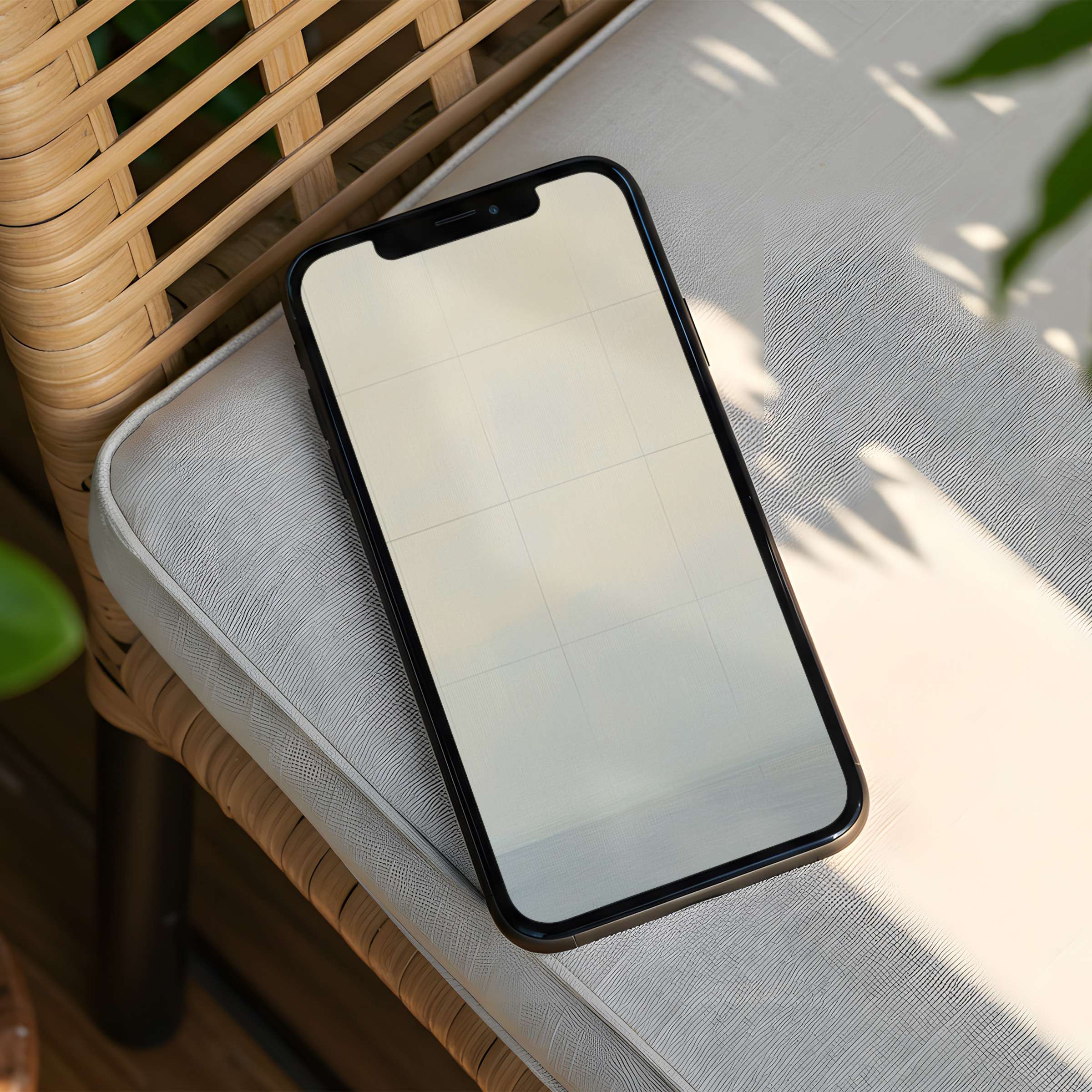 Elegant iPhone background featuring soft beige tones on a phone promoting calm and mindfulness available for instant download