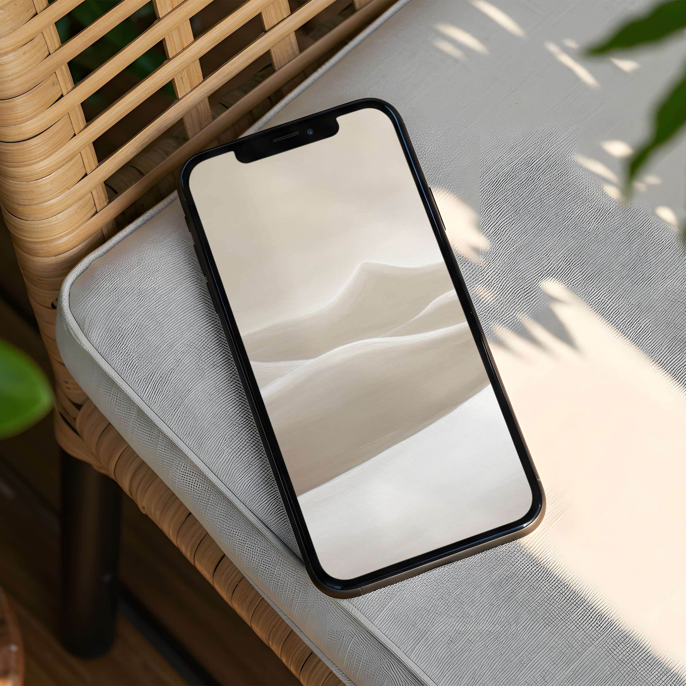 Elegant abstract iPhone background with soft beige dunes offers calm and mindful aesthetics for instant download on any phone