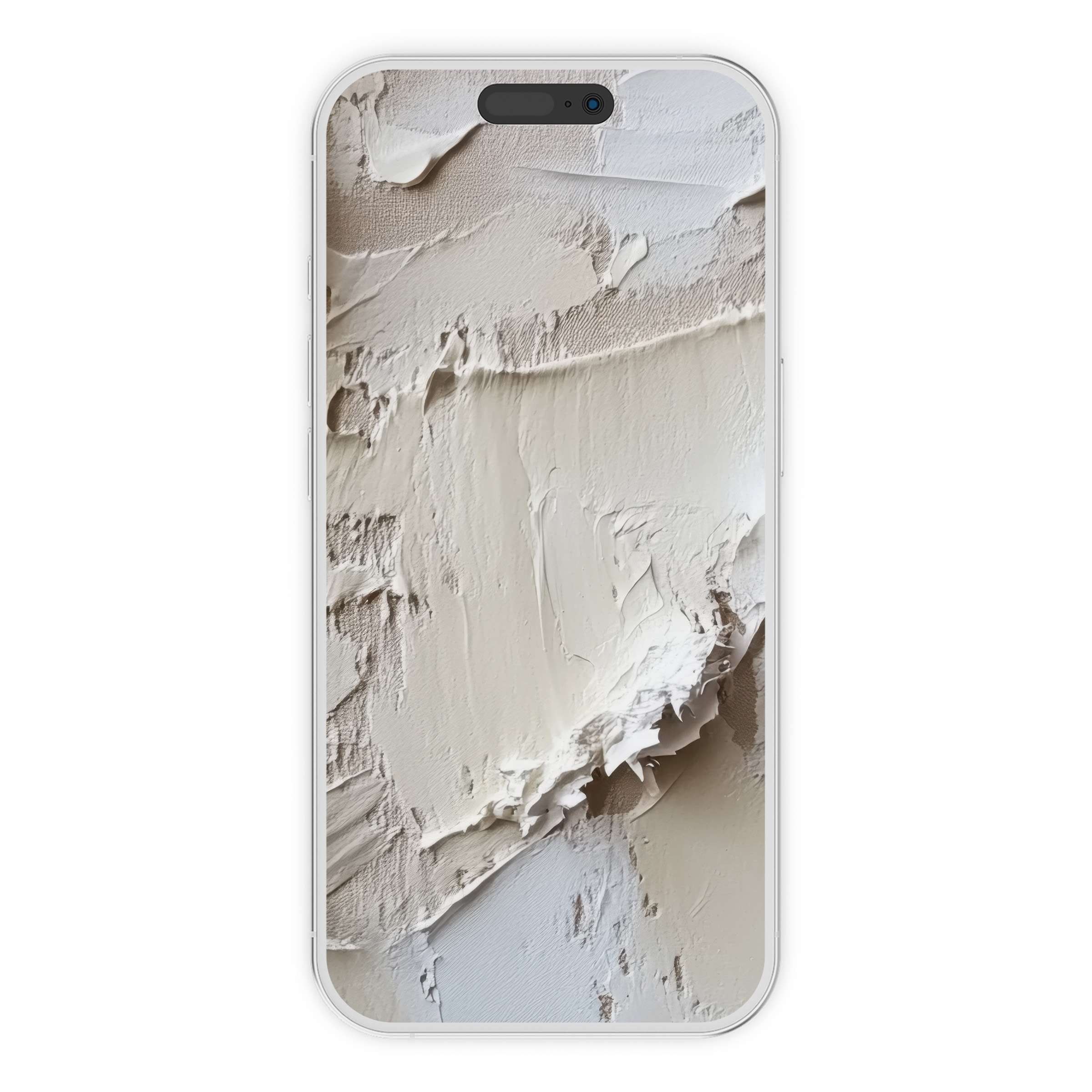 Neutral iPhone wallpaper with textured cream and beige paint strokes, offering a soothing phone background available as a digital download