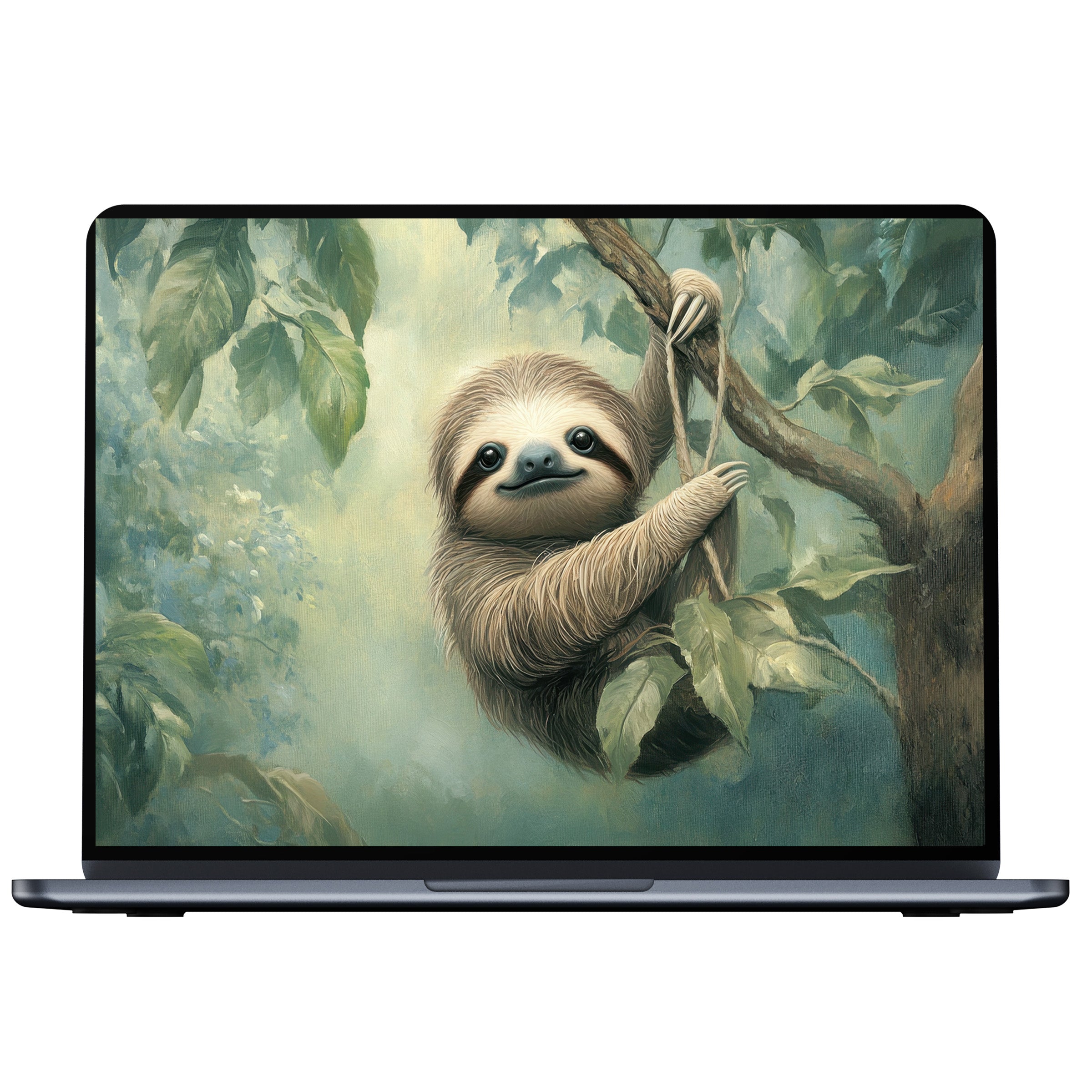 Enchanting sloth nursery desktop wallpaper digital download brings serene elegance to your PC or laptop with calming nature art