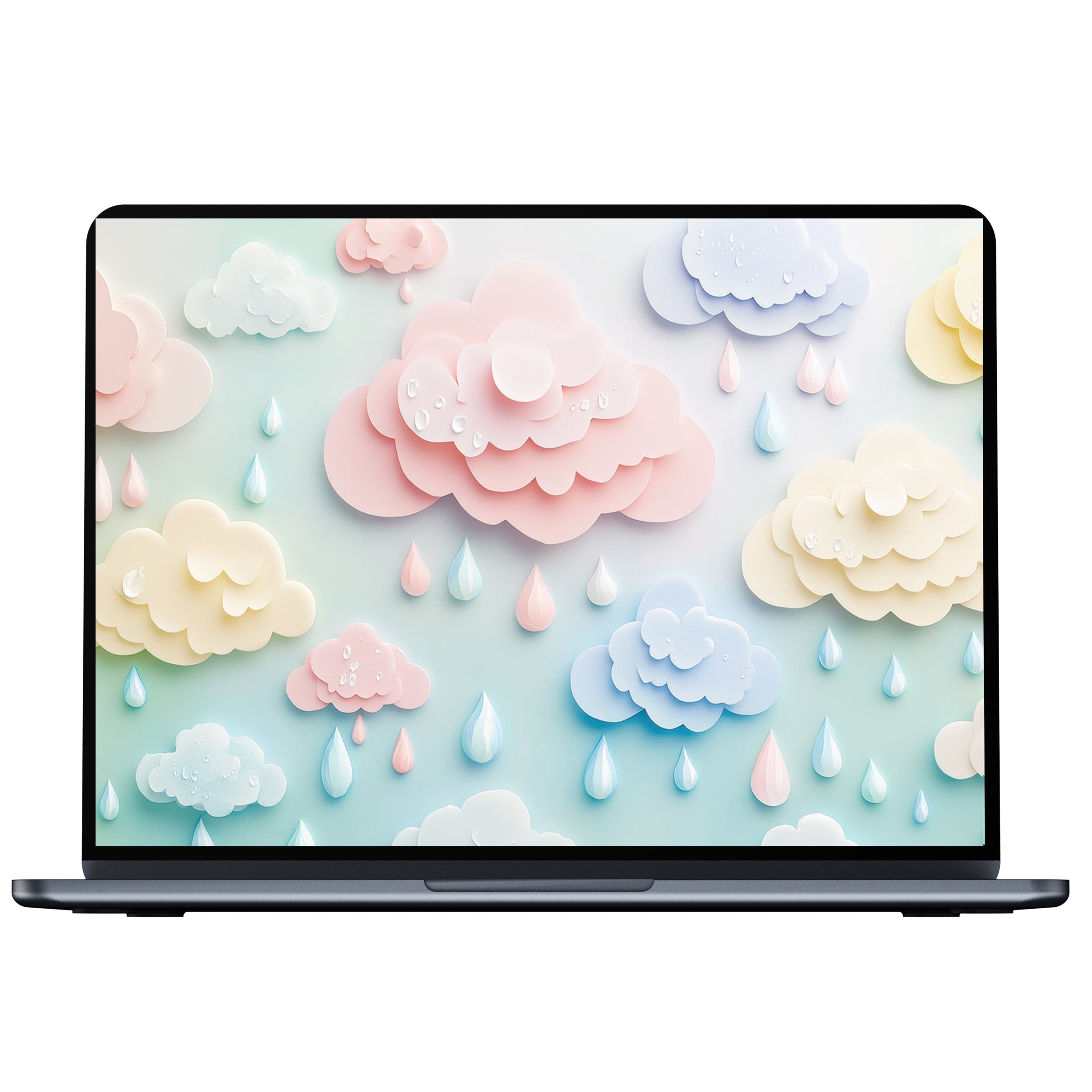 Pastel cloud-themed nursery desktop wallpaper for PC and laptop offers elegant digital download soothing calm and artistic inspiration