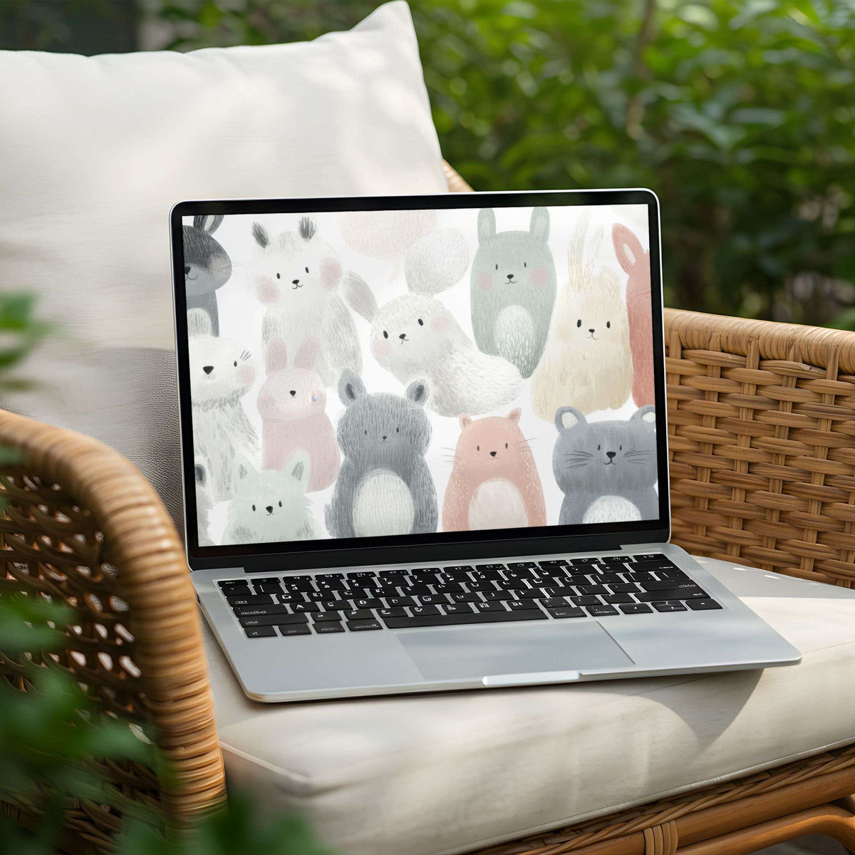 Charming animal art desktop background for PC or Laptop instant download to inspire calm elegance and mindful aesthetics