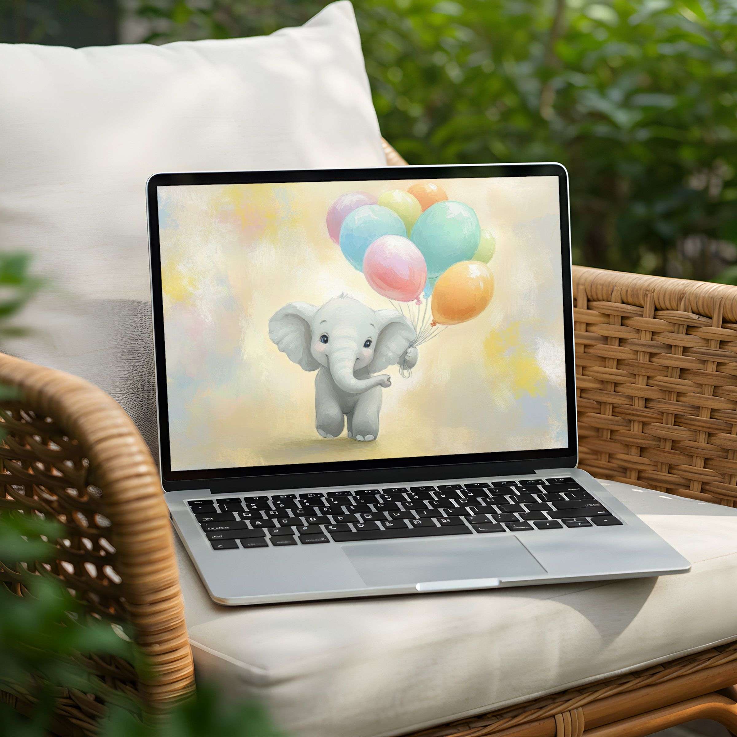 Charming elephant desktop background for PC or Laptop instant download for serene elegance and mindful inspiration