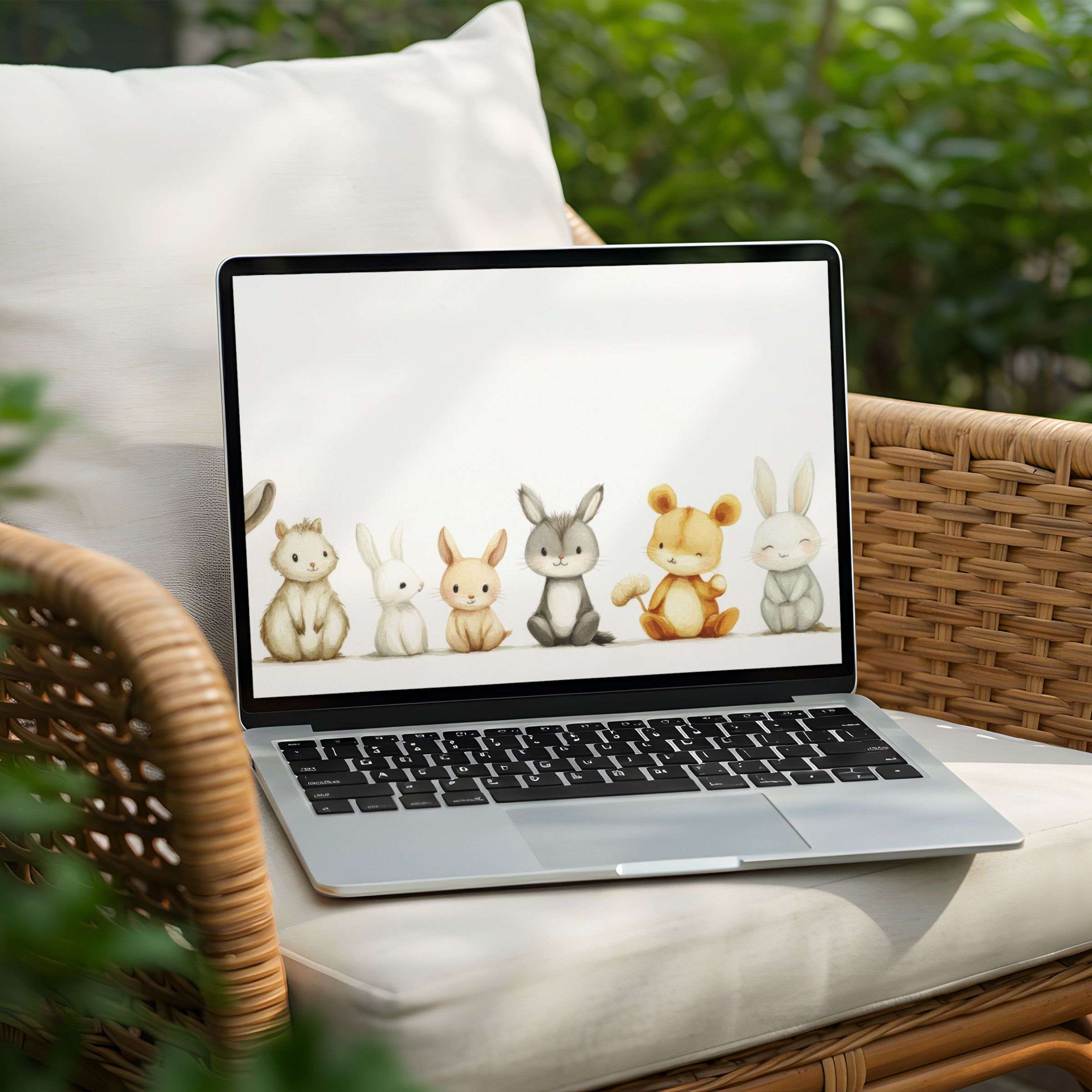 Charming pet illustrations bring elegance to your PC or Laptop with this instant download desktop background inspiring calm and mindfulness
